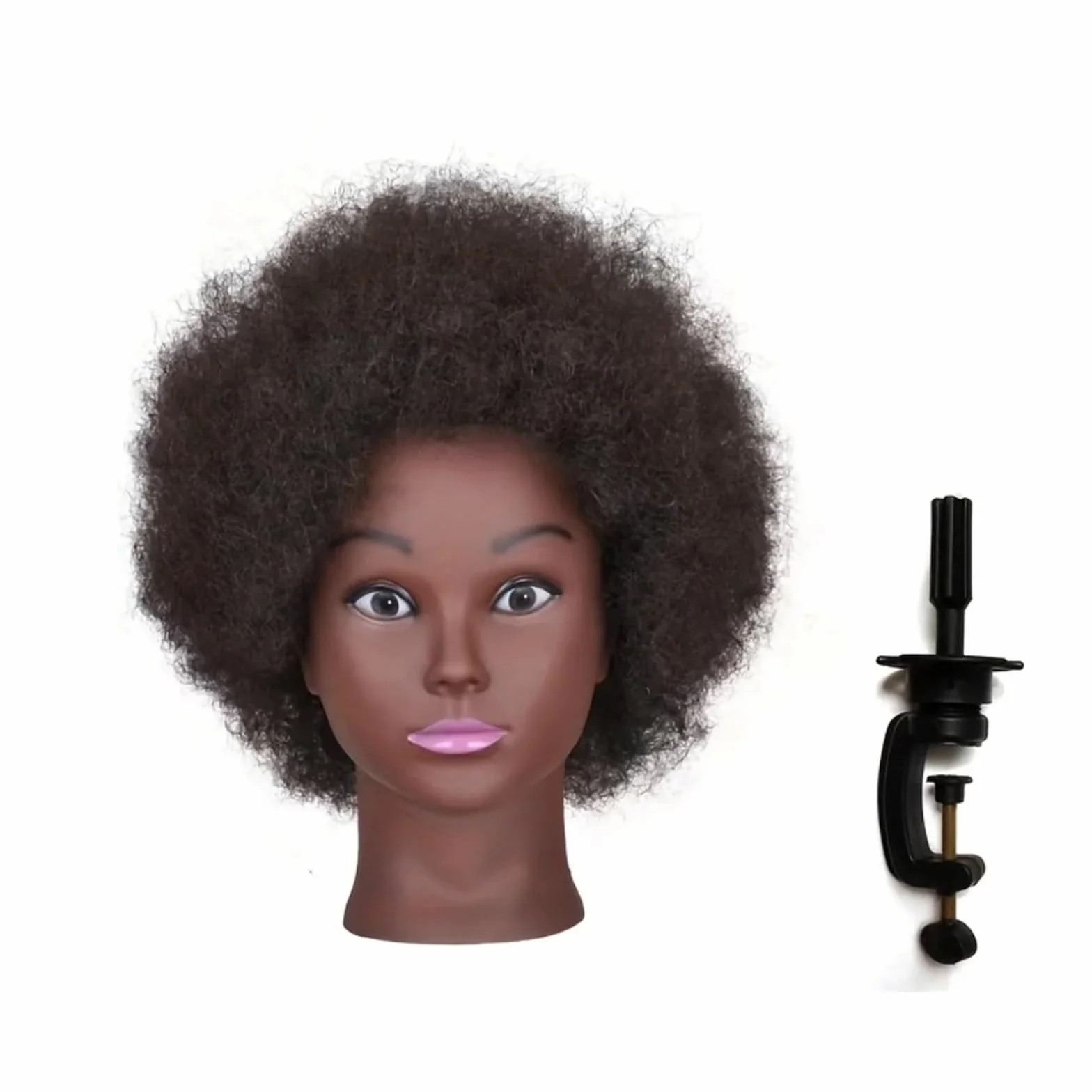African mannequin head curly hair with display stand practice braiding hair styling
