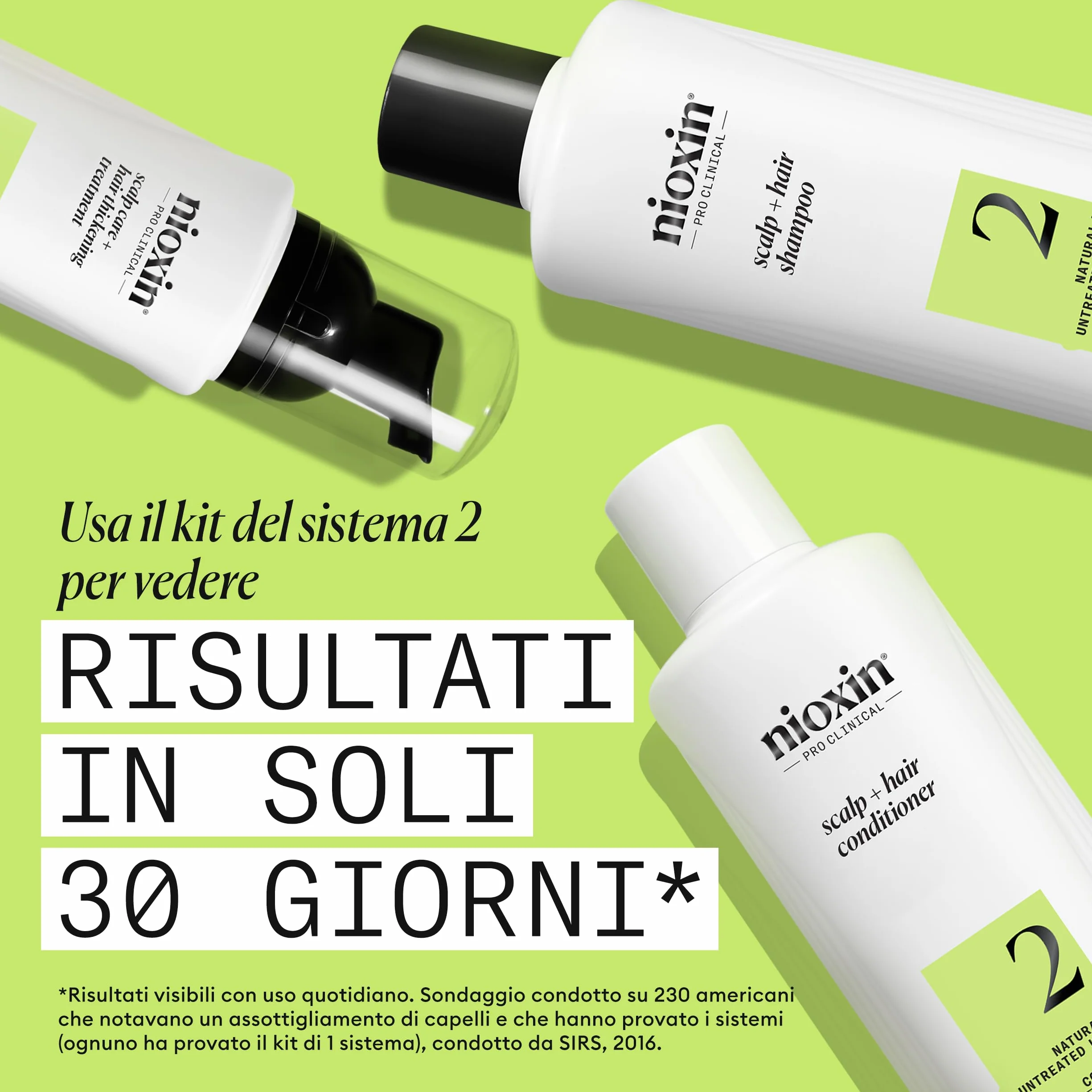 Nioxin Szampon + system zagęszczania włosów 2 - zaawansowane przerzedzenie naturalne włosy - szampon, odżywka i pielęgnacja skóry głowy (150 + 150 + 40 ml)