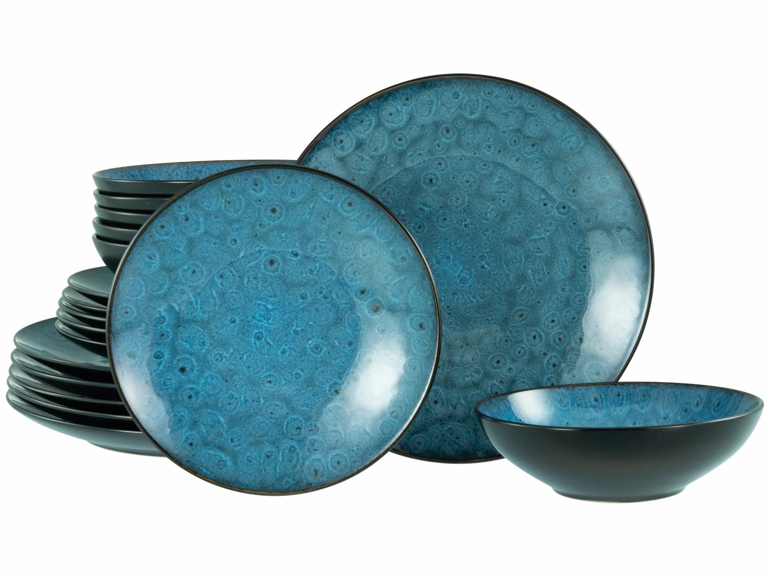 CreaTable, 23959, seria Capri, 18-częściowy zestaw naczyń dla 6 osób, zestaw talerzy z kamionki, nadaje się do mycia w zmywarce i używania w kuchence mikrofalowej, wysokiej jakości produkcja