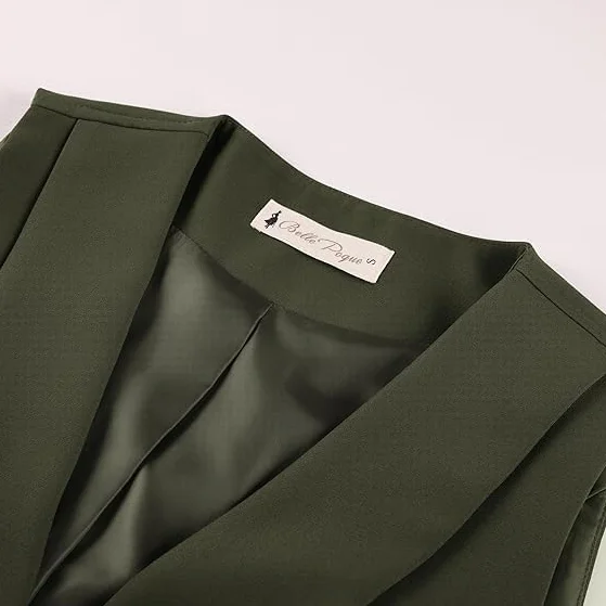Belle Poque Kamizelka damska vintage bez rękawów z klapą kołnierz jednorzędowy elegancki garnitur kamizelka z kieszeniami