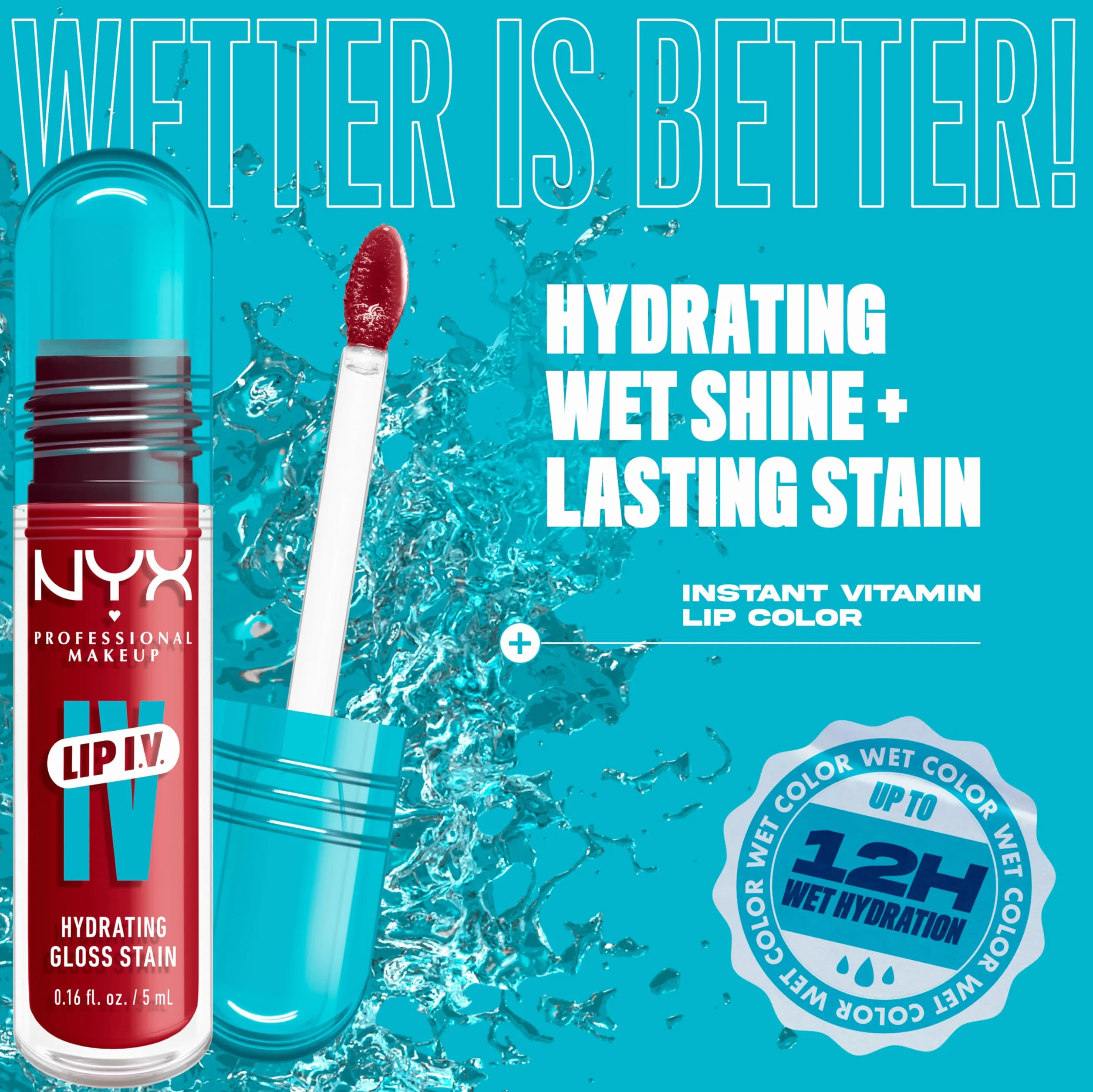 NYX Professional Makeup Nawilżający błyszczyk do ust, kolor i połysk na mokro, do 12 godzin, z witaminą B12 i magnezem, nawilżający połysk do ust IV, odcień: Berry Thirsty