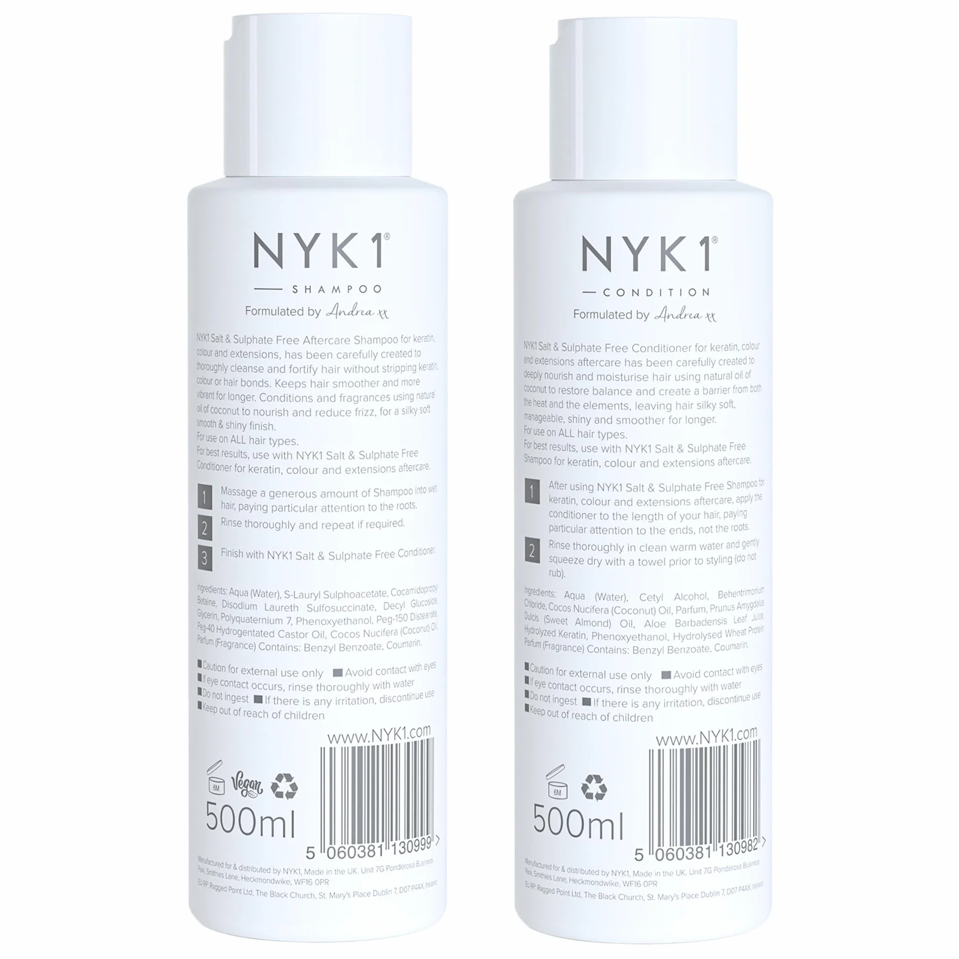 Szampon I Odżywka Bez Soli Siarczanu (500ml x2) Szampon & Odżywka Bez Siarczanów Zestawy Do Pielęgnacja Przedłużeń Koloru I Keratyny Leczenie - Szampon I Odżywka Bez Siarczanów I Parabenów