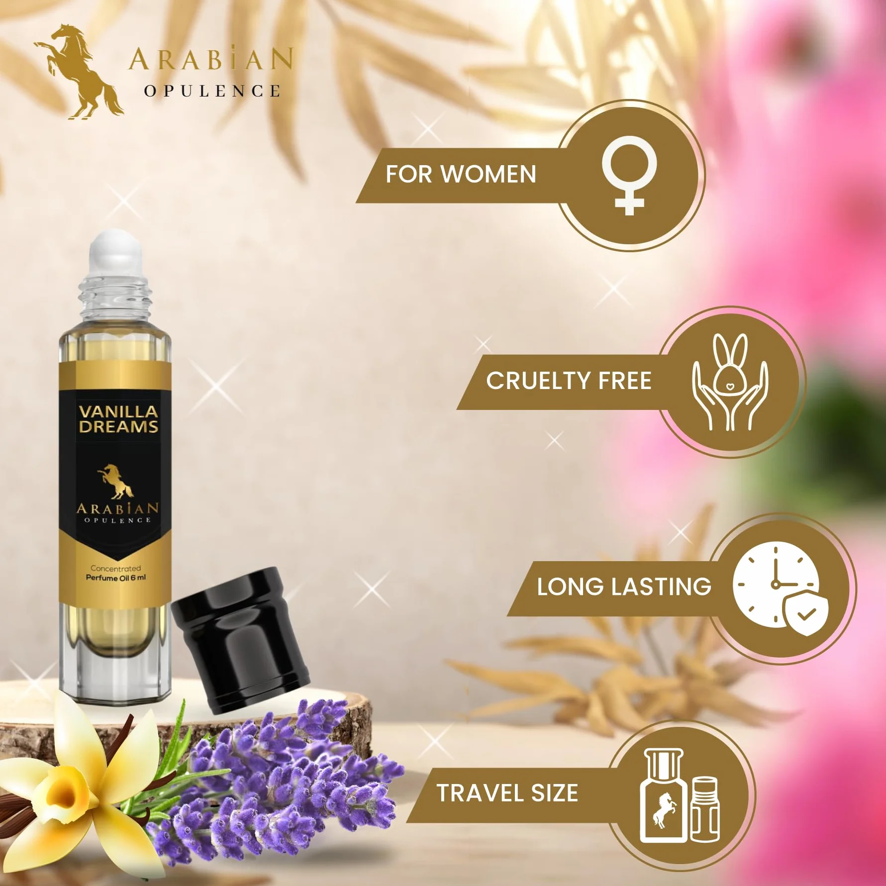 FR99 VANILLA DREAMS olejek perfumowany dla niej 6 ml butelka w kulce Arabian Opulence Słodki / waniliowy / proszek / balsamiczny / laktoniczny