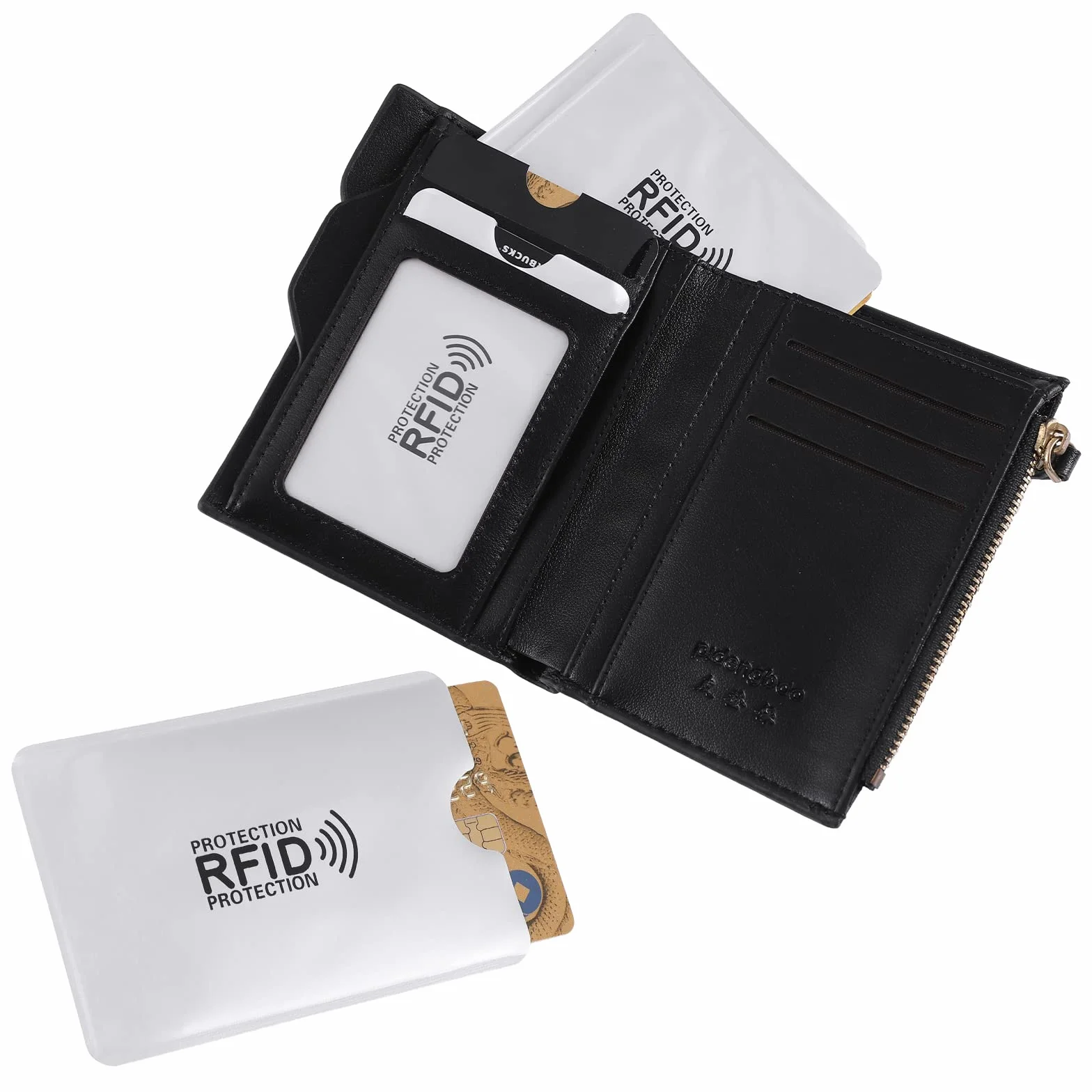 Molain Rękawy blokujące RFID, etui na karty kredytowe, dla kobiet i mężczyzn, 24 szt., Czarny, biały, 3.6 x 2.5 inch/9.1 x 6.3 cm