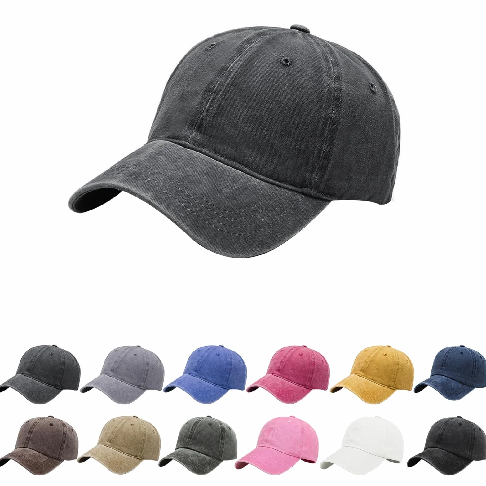 Aomig Czapka z daszkiem dla mężczyzn i unisex, vintage, typu „dad cap”, w stylu polo, czapka bejsbolowa, 100% bawełniany denim, regulowana, sportowa, oddychająca, letnia czapka przeciwsłoneczna