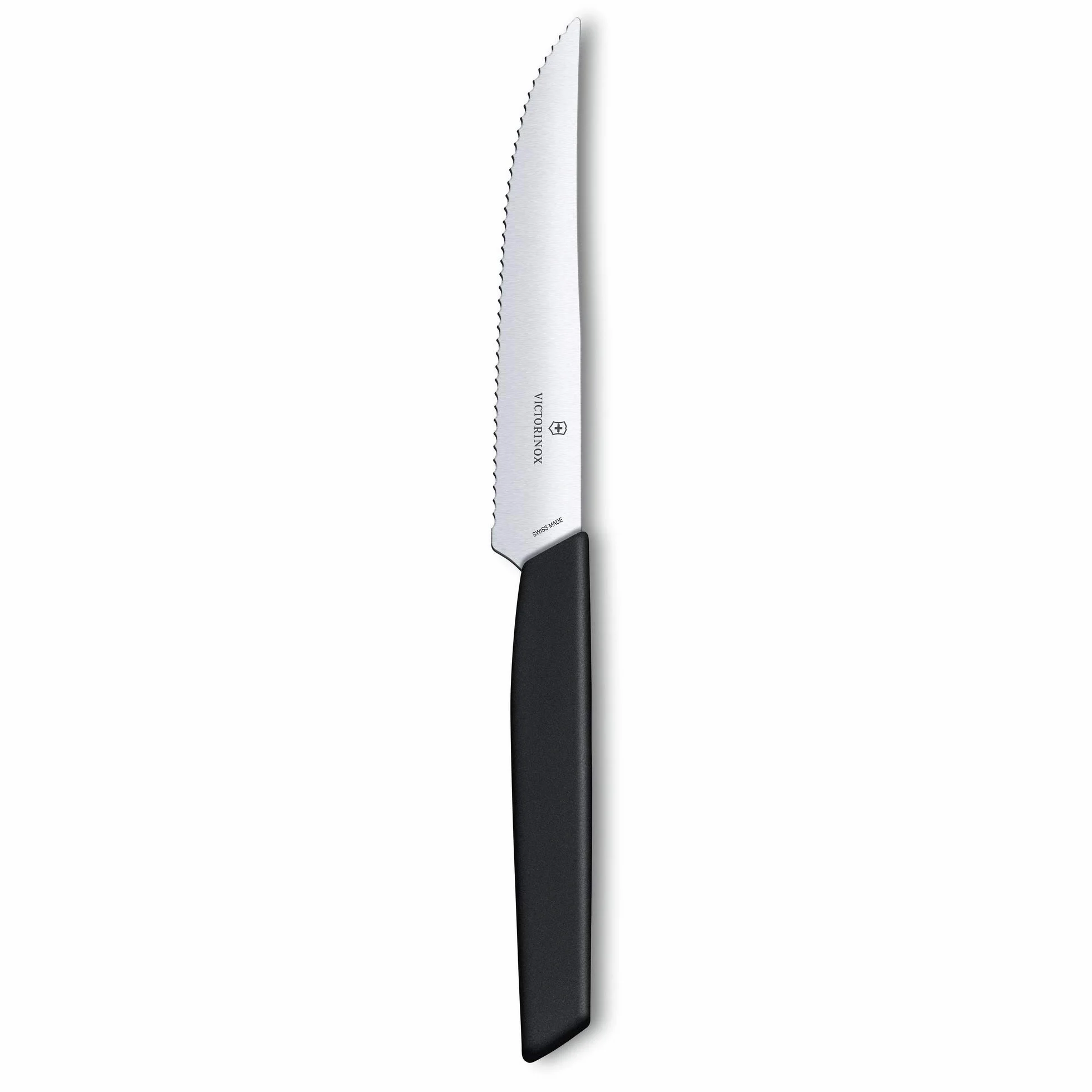 Victorinox Swiss Modern zestaw sztućców dla 6 osób, 12-częściowy, w zestawie ostre noże do steków ze szlifem falistym, uchwyty z tworzywa sztucznego, czarny
