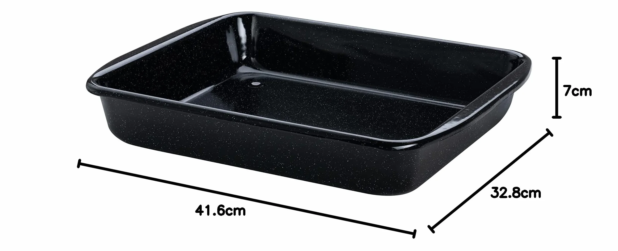 Riess, 0402-022, patelnia do smażenia wysoka 33/42, klasyczna forma do pieczenia i pieczenia, wysokość 7,0 cm, emaliowana, czarna, 41,6 x 32,8 x 7 cm, brytfanna, indukcyjna