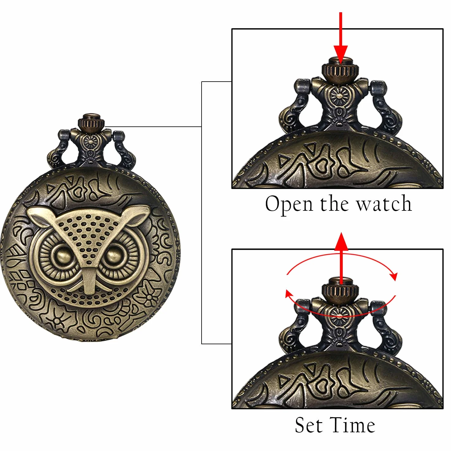 JewelryWe Uroczy klasyczny zegarek kwarcowy z łańcuszkiem kwarcowym dla mężczyzn i kobiet, brąz