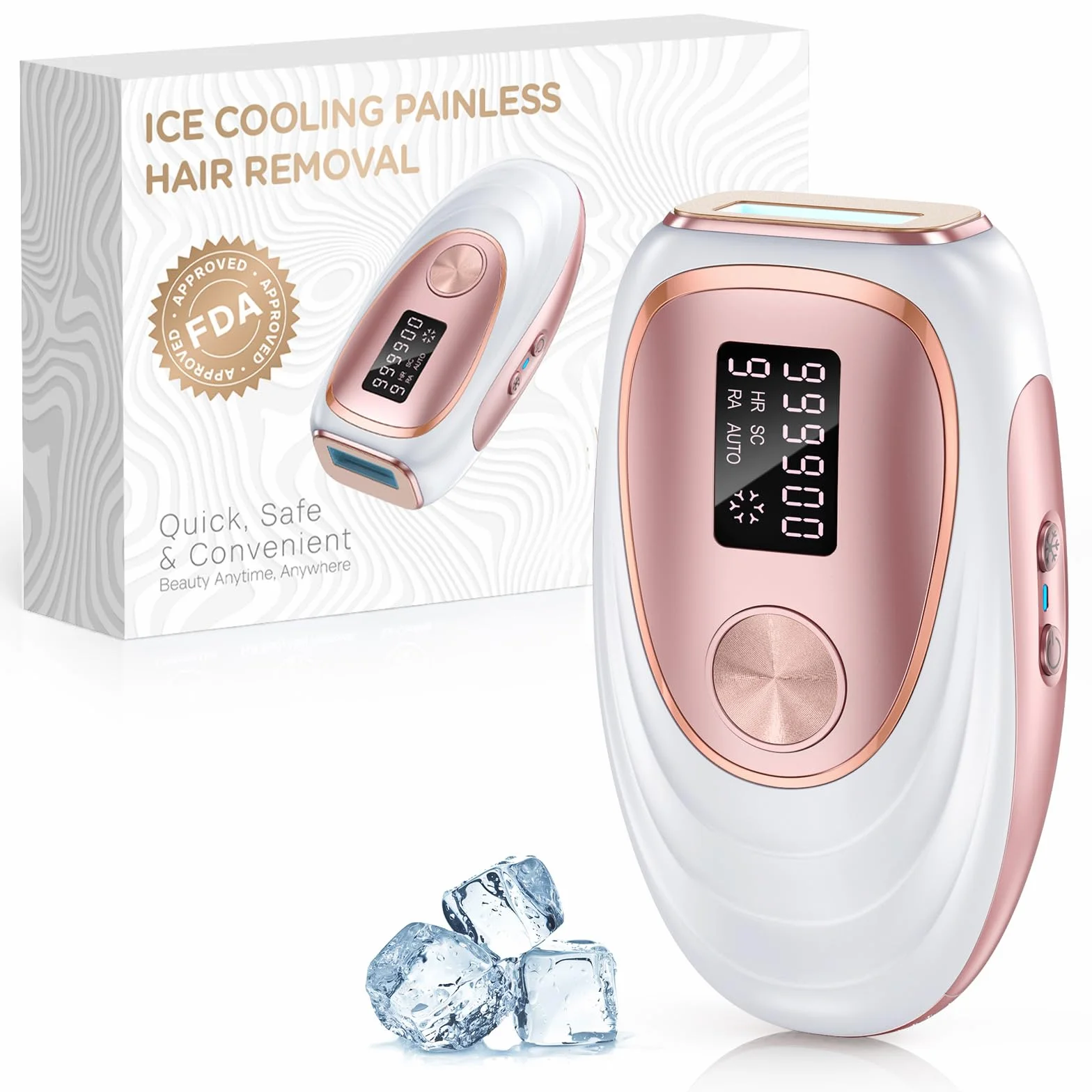 LYSMOSKI Laser Hair Removal with Cooling - 3 IN 1 IPL Hair Removal with 9 Levels, Painless Hair Remover Device for Women Men, for Whole Body, Home Use