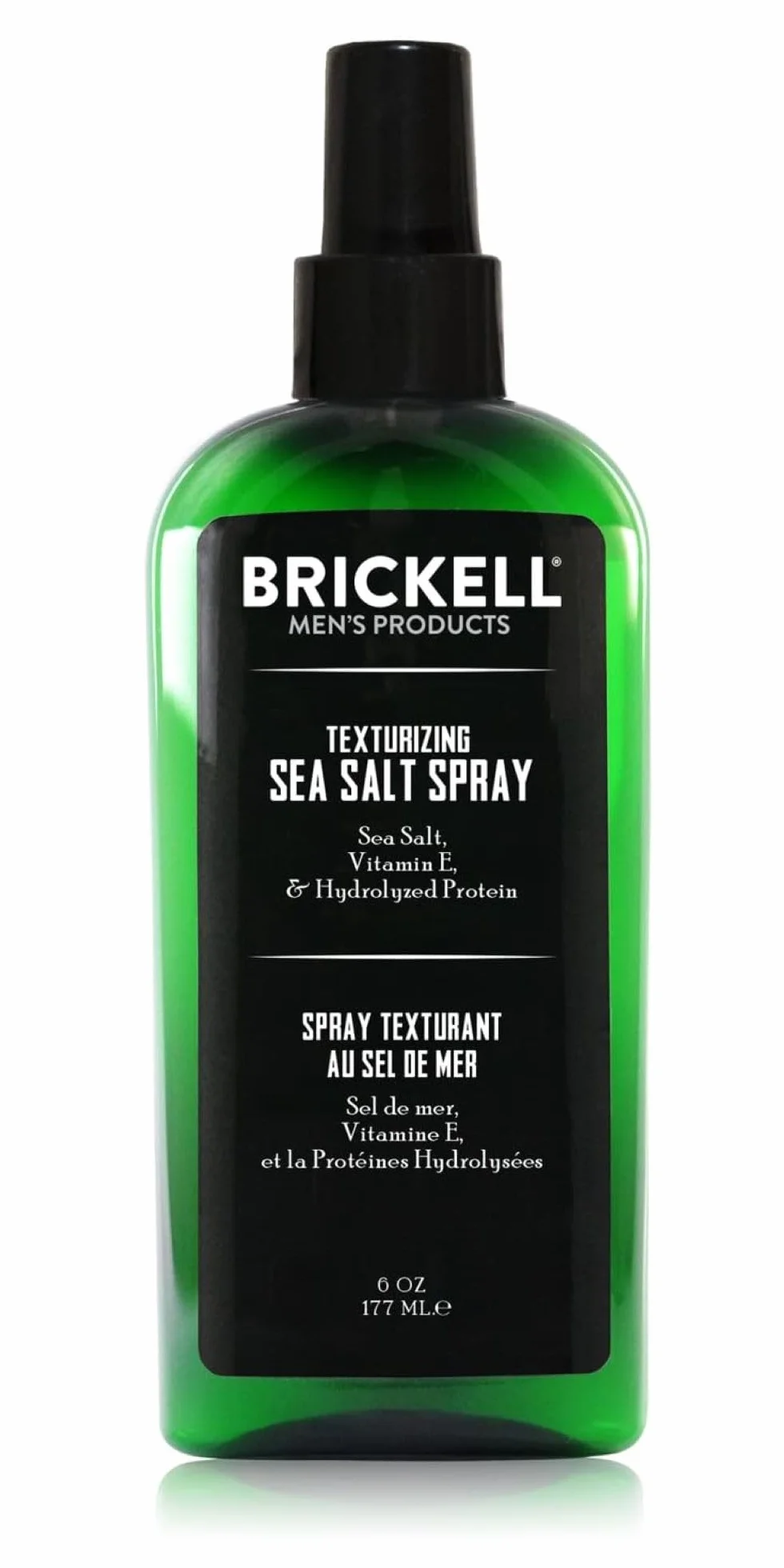 Brickell Męski spray do soli morskiej dla mężczyzn, naturalny i organiczny, bez alkoholu, liftinguje i teksturuje włosy na plażę lub surfera, 177 ml