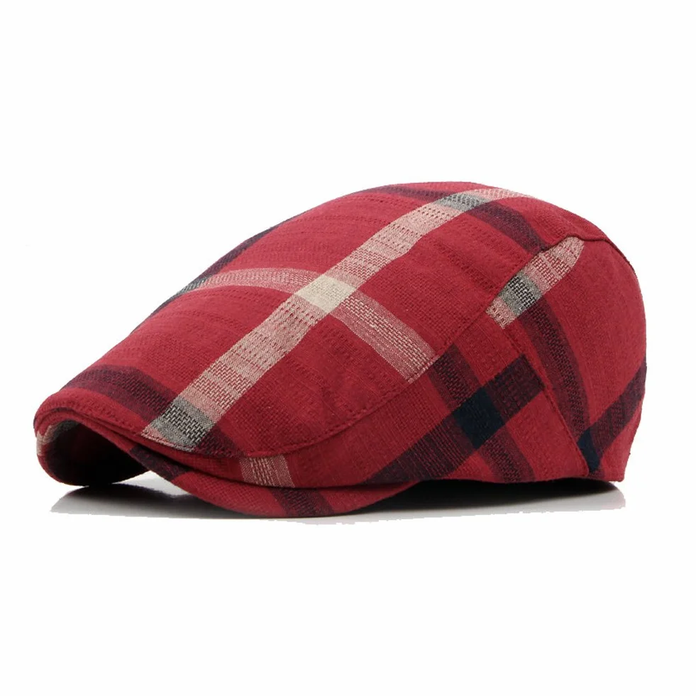 Męska Czapka Gatsby Unisex Newsboy Flat Cap Berety Kaszkiety Wzór w kratęv