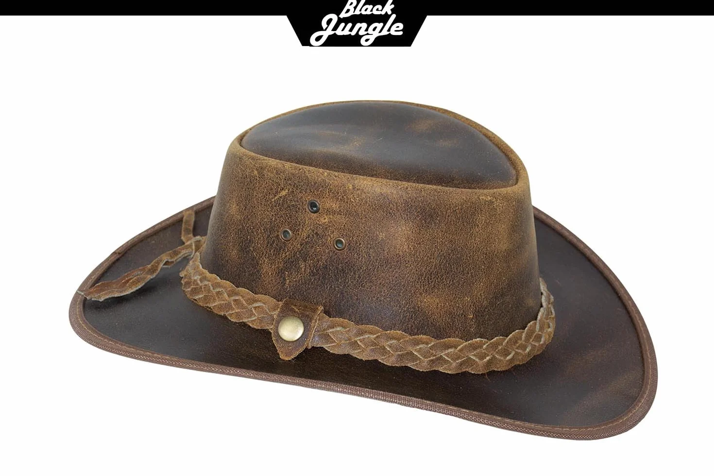 Black Jungle Skórzany kapelusz Bulat, kapelusz westernowy, kapelusz australijski, kapelusz kowbojski, Tan, XXL