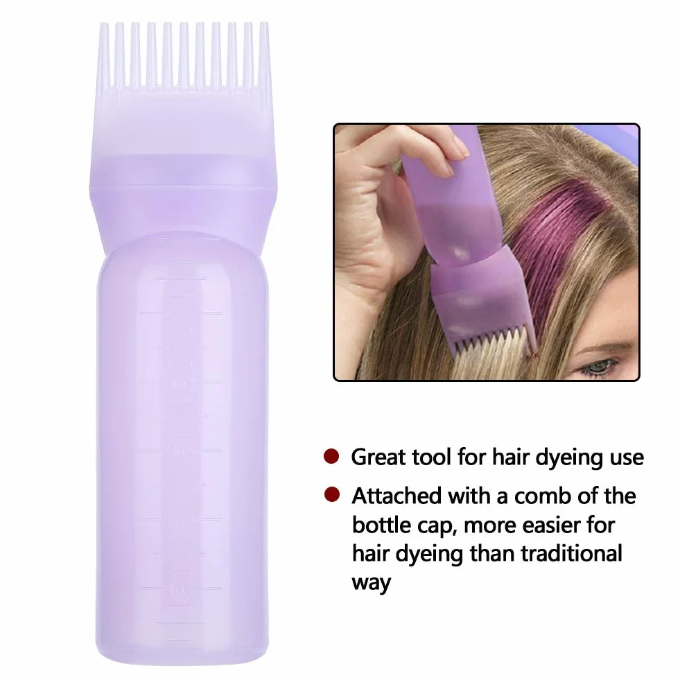 3 Colours Hair Dye Brush Bottle Shampoo Bottle Oil Colouring Dispenser Applicator Brush Tip Tools o pojemności 120 ml do farbowania włosów (fioletowy)