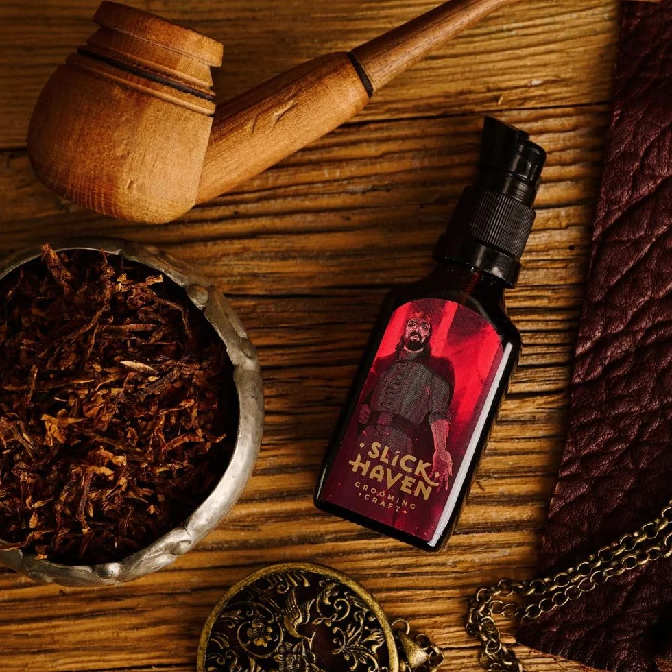 Bloody Monarch olejek do brody 10ml / 30ml – tytoniowo-skórzany – rzemieślnicza jakość, naturalna pielęgnacja brody, chroni i nawilża brodę