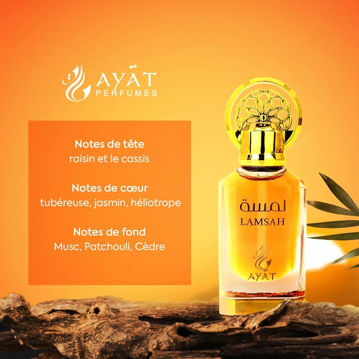 Ayat Perfumes - Olejek perfumowany 12 ml - bezalkoholowy ekstrakt z perfum, piżmo premium, unisex, orientalny, arabski, Oud, Naturalny, Amber - Dubai Perfumy (Lamsahh)