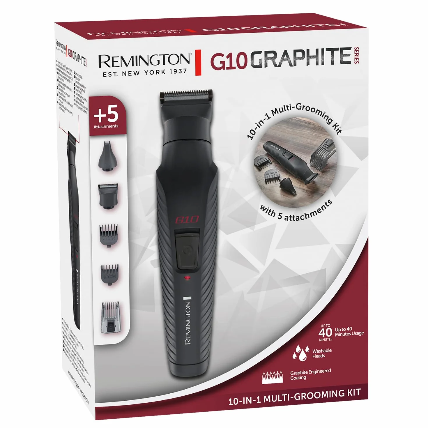 Remington Trymer do brody i włosów G10 PG2100 zestaw 10w1 grafitowa powłoka ładowanie USB