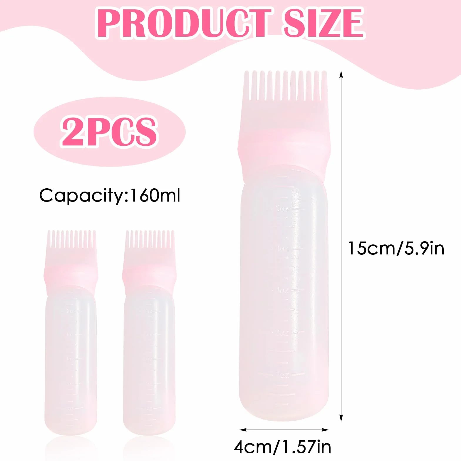 Butelka aplikatora do włosów z grzebieniem 160 ml zestaw 2 szt.