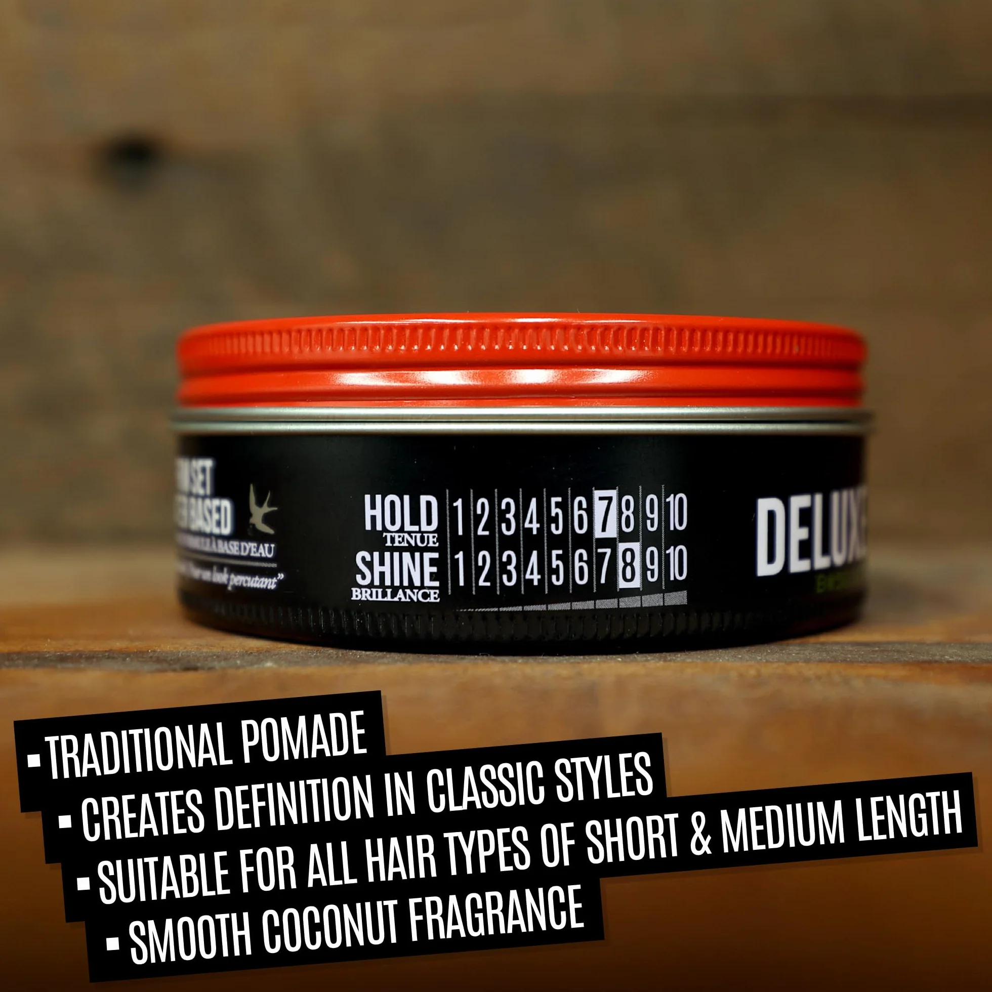 Uppercut Deluxe, Deluxe Pomade, Professional Water Based Pomade to Create Timeless and Classic Looks, Strong Hold and High Shine 100g
