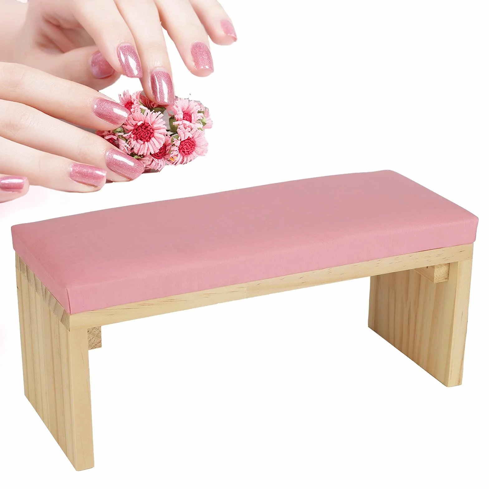 Poduszka Pod Ramię z Paznokciem, Poduszka Pod Ramię z Paznokciem, Stylowy Wygląd Miękka Skóra PU Wygodne Doświadczenie Manicure, Poduszka Pod Ramię z Paznokciem Miękka Poduszka do(różowy)