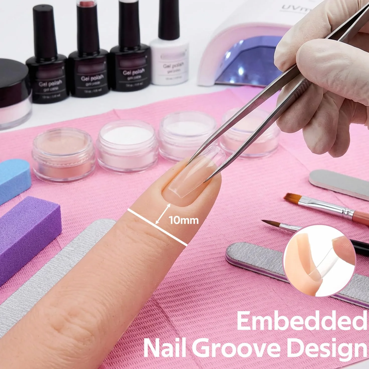 Silikonowe palce do ćwiczeń paznokci elastyczne model do manicure (Lekki kolor)