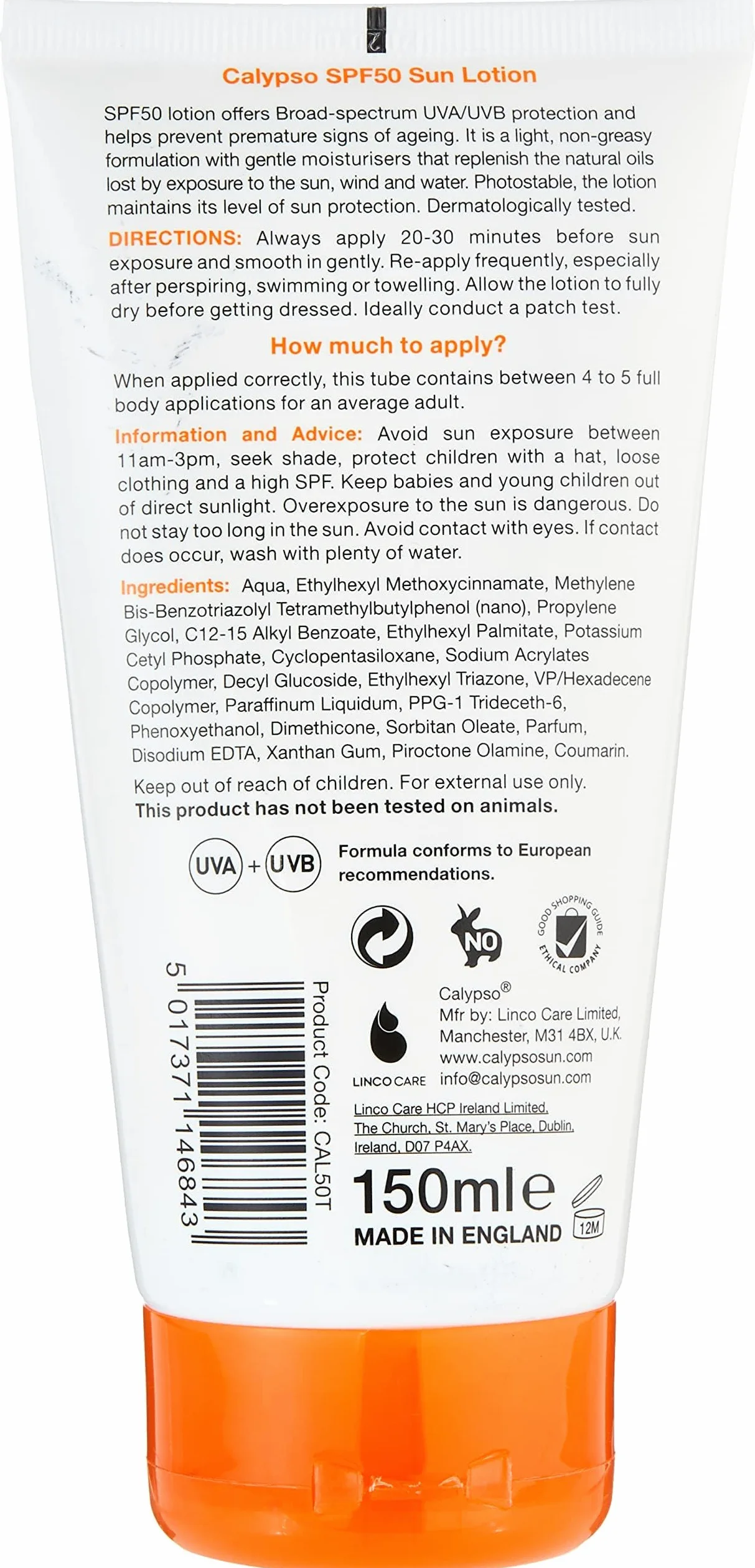 6 x Calypso Sun Protection Sun Lotion SPF 50 High 150 ml