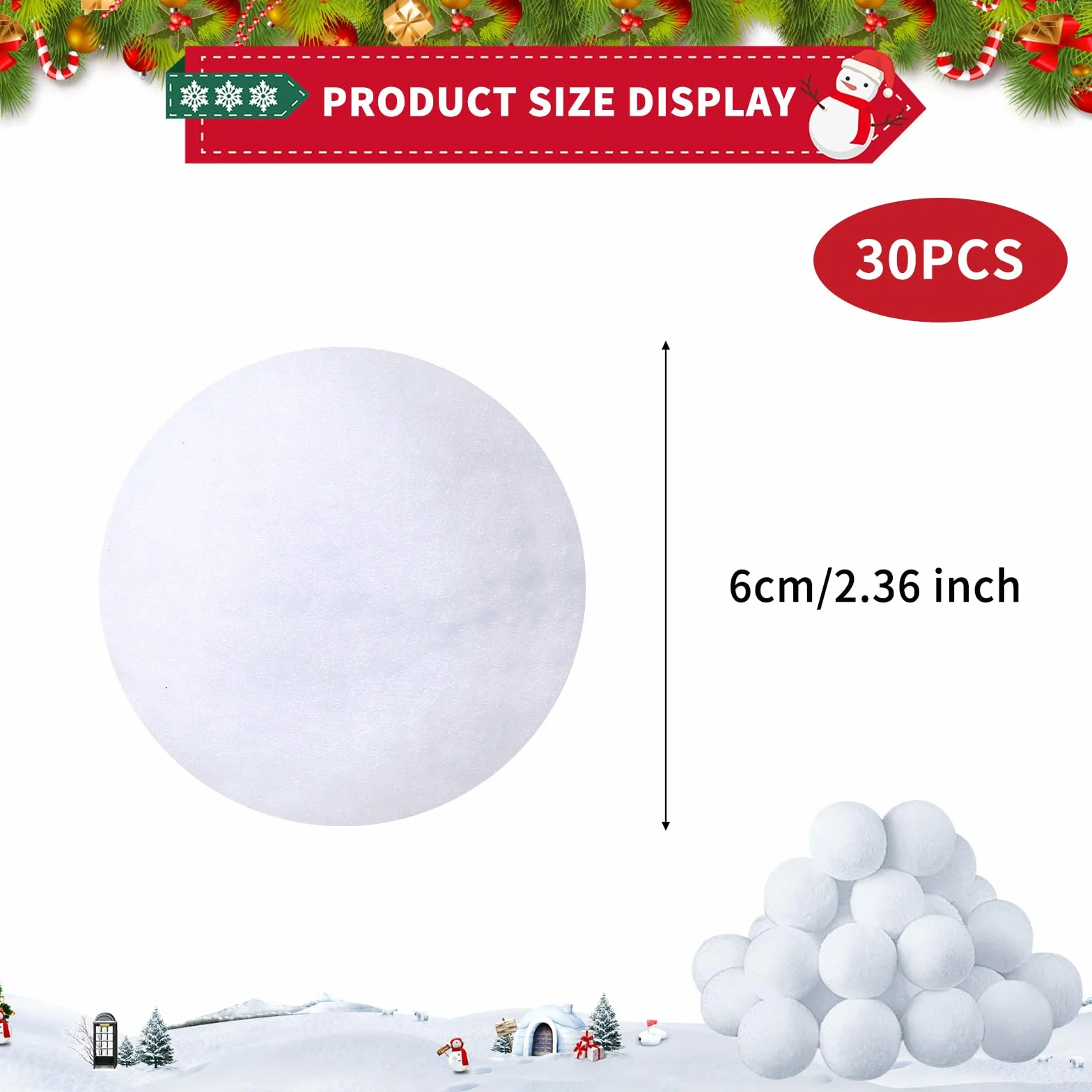 Gukasxi 30 sztuk sztucznych śnieżek 6 cm dla dzieci do użytku wewnątrz i na Boże Narodzenie, białe śnieżki do majsterkowania, miękkie, pluszowe, na zimę, dekoracja bożonarodzeniowa