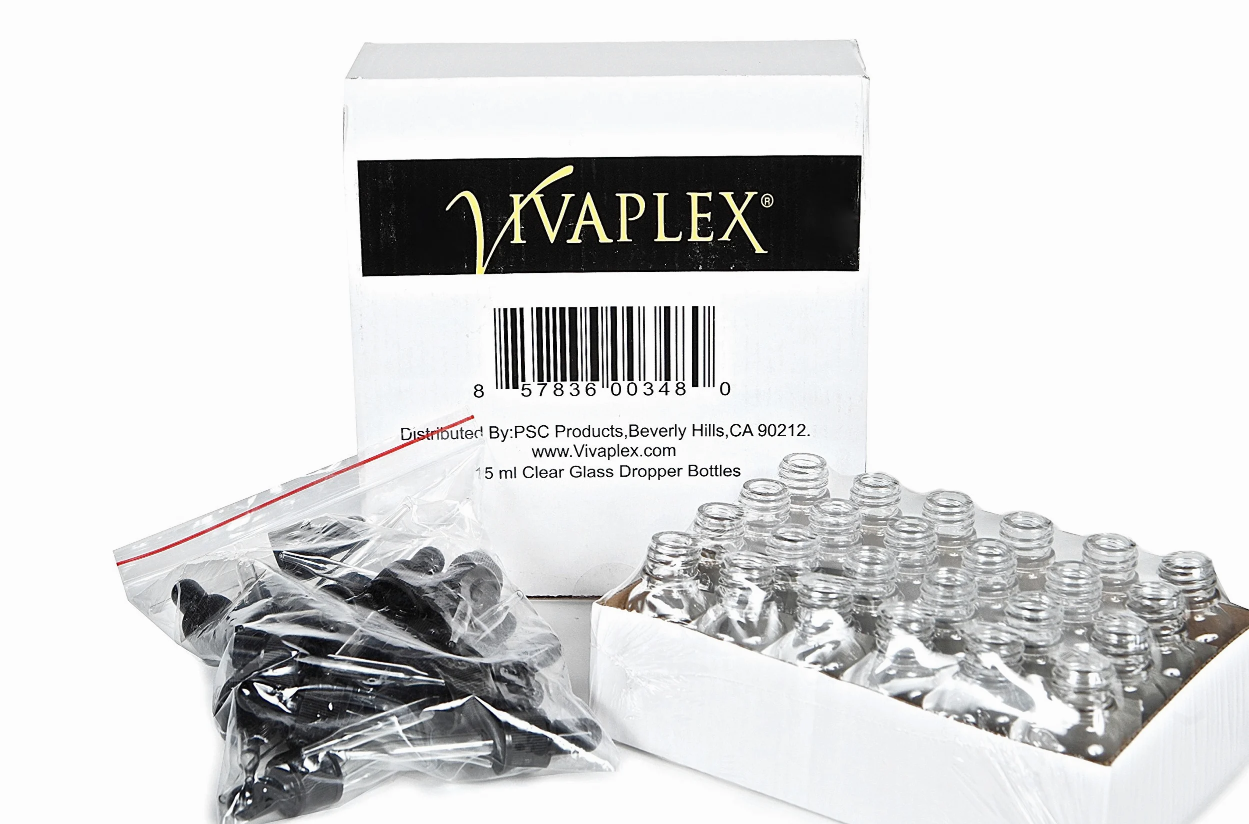 Vivaplex Zestaw 24 szklanych butelek z kroplomierzem 15 ml