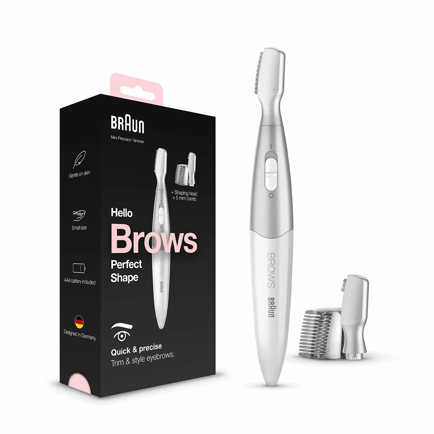 Braun Hello Brows 81768920 Trymer do Brwi, Biały/Srebrny