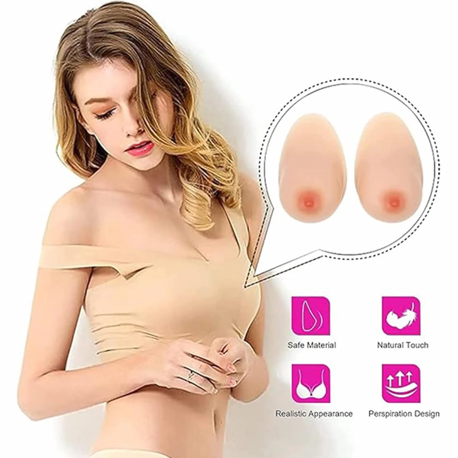Silikonowe piersi/sztuczne piersi samoprzylepne realistyczne 1 para B-EE Cup protezy piersi do protezy mastektomii Crossdress transwestyta Cosplay,Nude,EE|Cup (1600g/Pair)