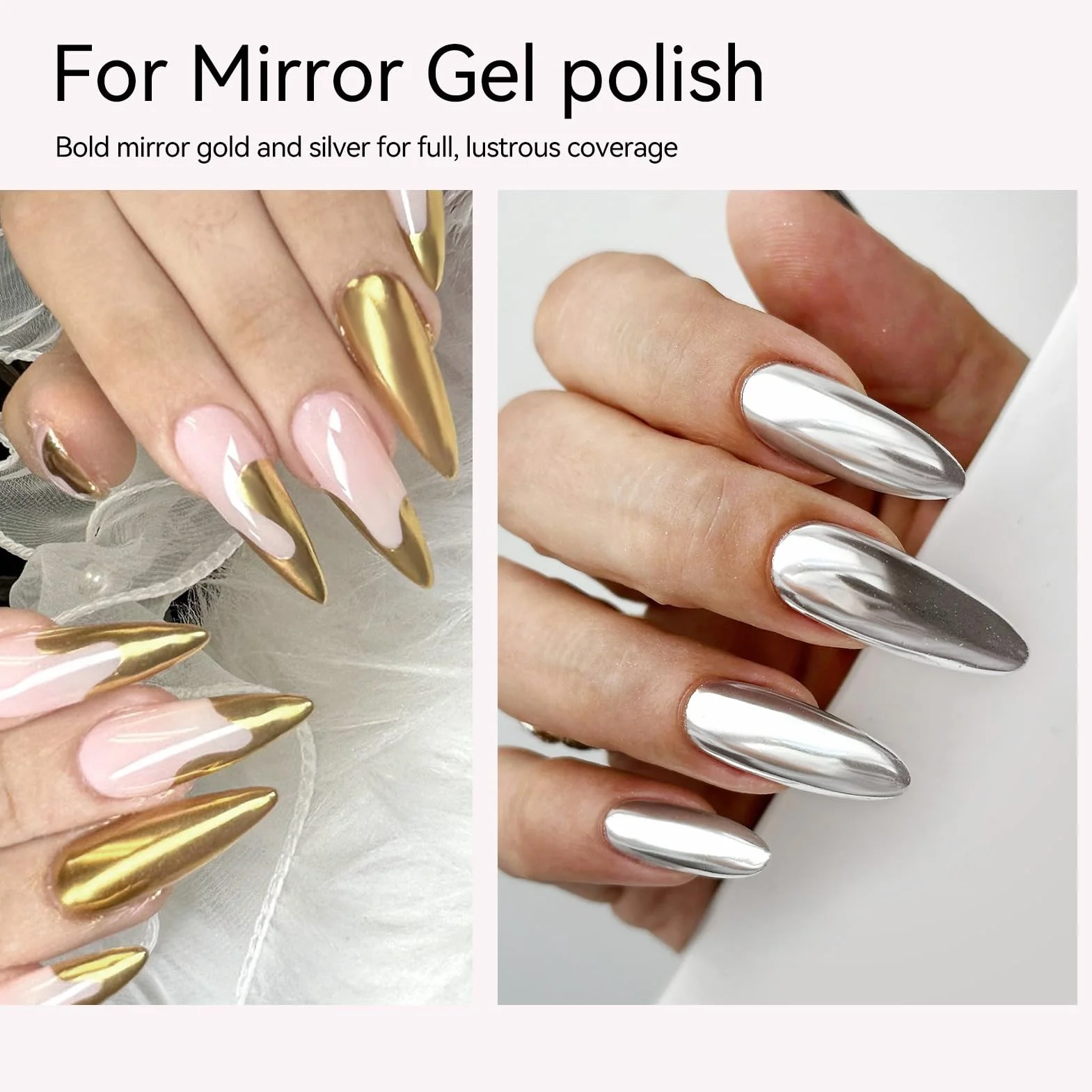 Born Pretty Zestaw żelowych lakierów do paznokci - Mirror Chrome Silver Gold Gel Liner Nail Art Metaliczny efekt lustrzany Swirl Nail Art Gel Polish zestaw do manicure do salonu DIY
