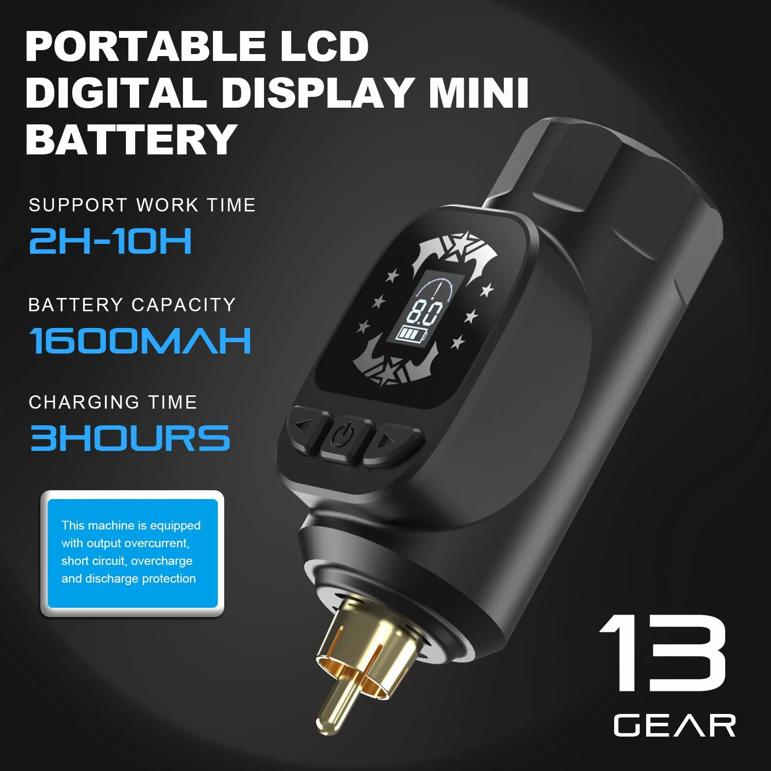 HAWINK Bezprzewodowy zestaw do tatuażu obrotowy pistolet z zasilaczem LCD 3,7 V 1600 mAh 7 atramentów