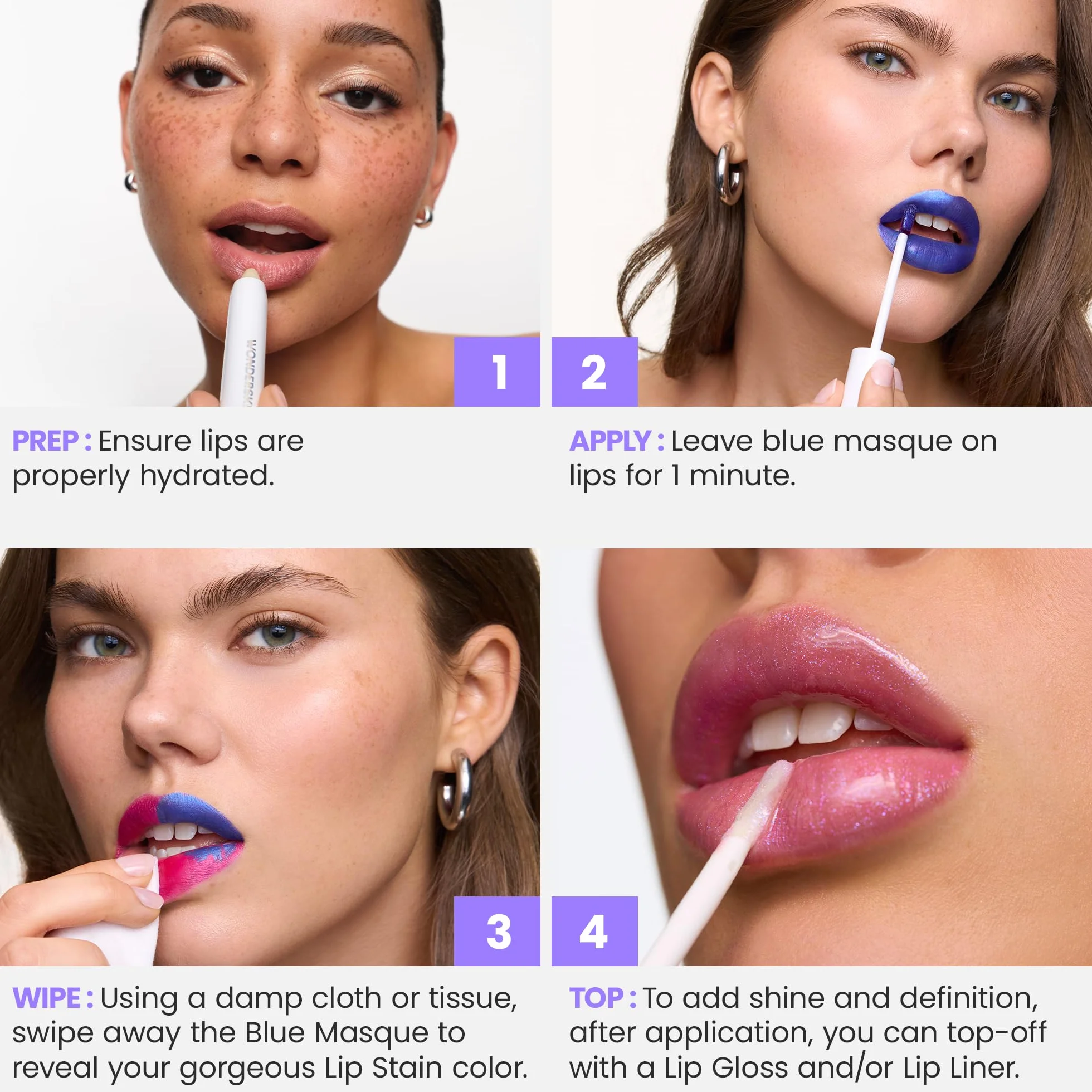 Wonderskin Wonder Blading Lip Stain Peel Off And Reveal Kit - Długotrwała Pomadka Do Ust W Kolorze Nude, Wodoodporna, Odporna Na Przenoszenie, Naturalna Farba Do Makijażu (Hush Stain & Go)