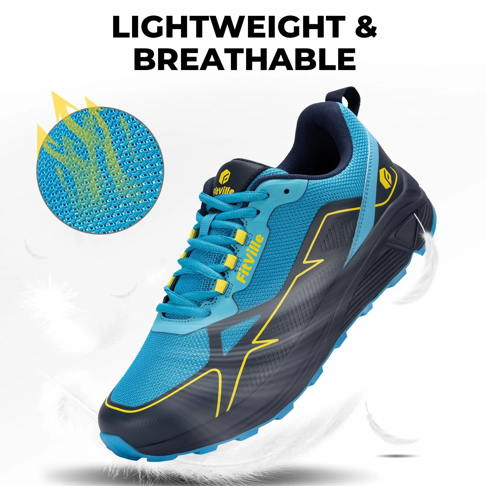 Buty do biegania FitVille Męskie bardzo szerokie buty do biegania w terenie Szerokie lekkie buty sportowe Buty outdoorowe Wygodne buty fitness Buty trekkingowe V3