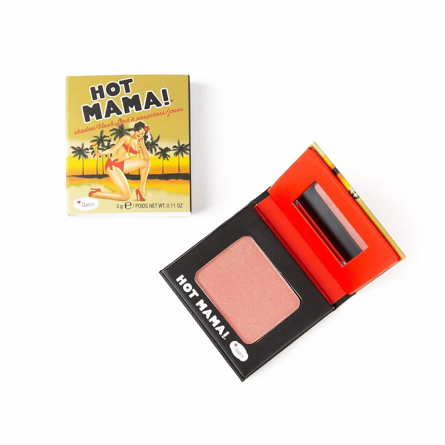 Thebalm Hot Mama! Shadow/Blush, Subtle Highlighter, Peachy-Pink Shade Travel Size
