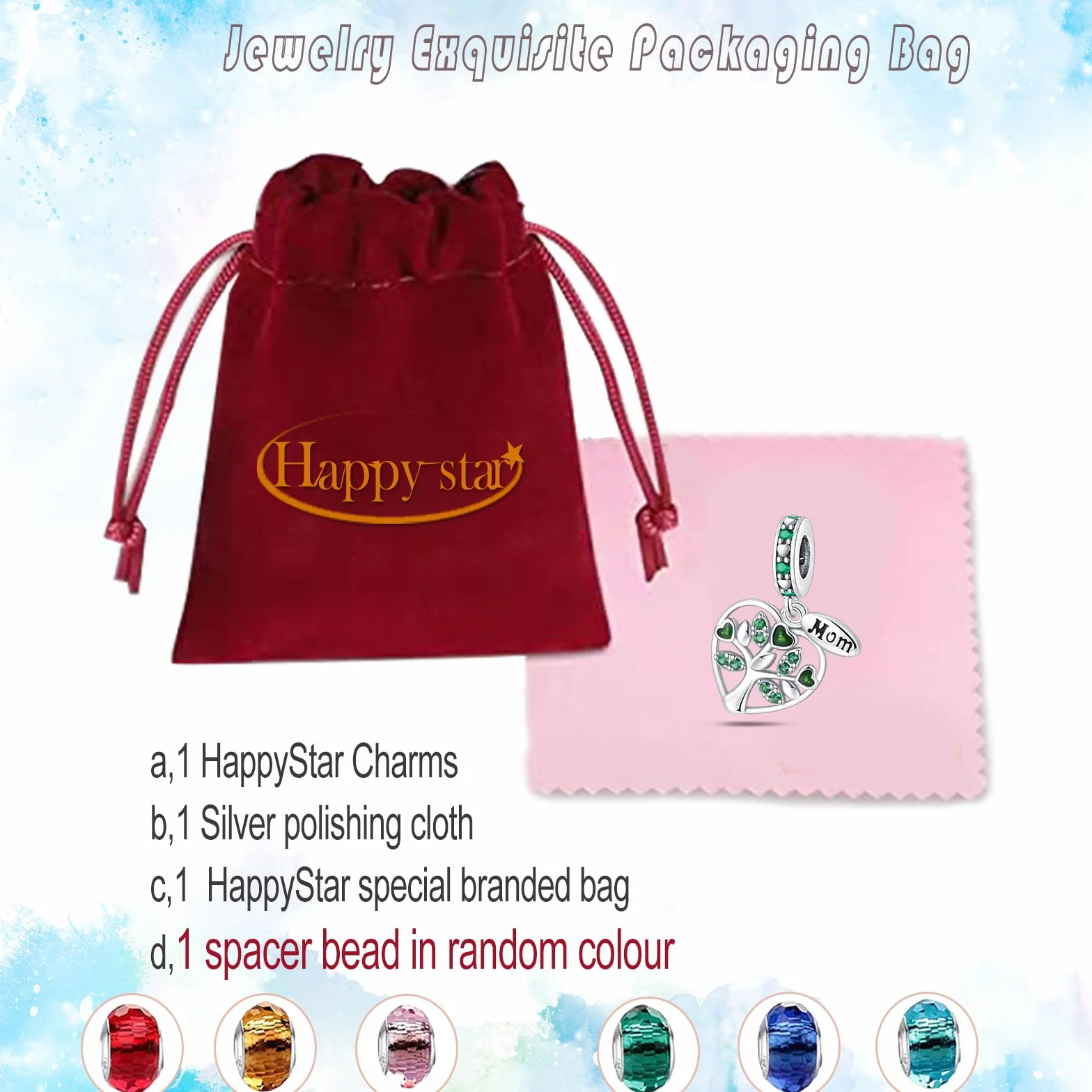 HappyStar Mom Love You Always Charms, srebro wysokiej próby 925, odpowiednie do bransoletek marki Pandora, dla kobiet, wisiorki, koraliki, dla kobiet, prezent na Dzień Matki