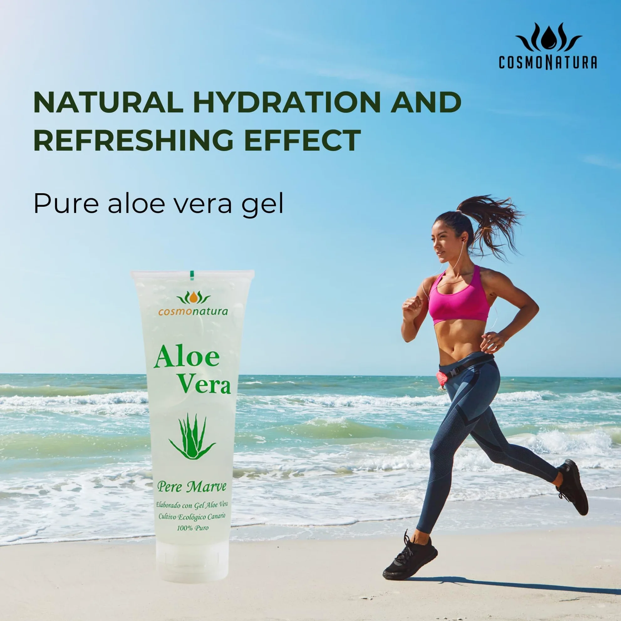 Cosmonatura żel Aloe Vera 100% ekologiczny 3 x 250 ml nawilżający kojący regenerujący witaminy A E prowitamina B5