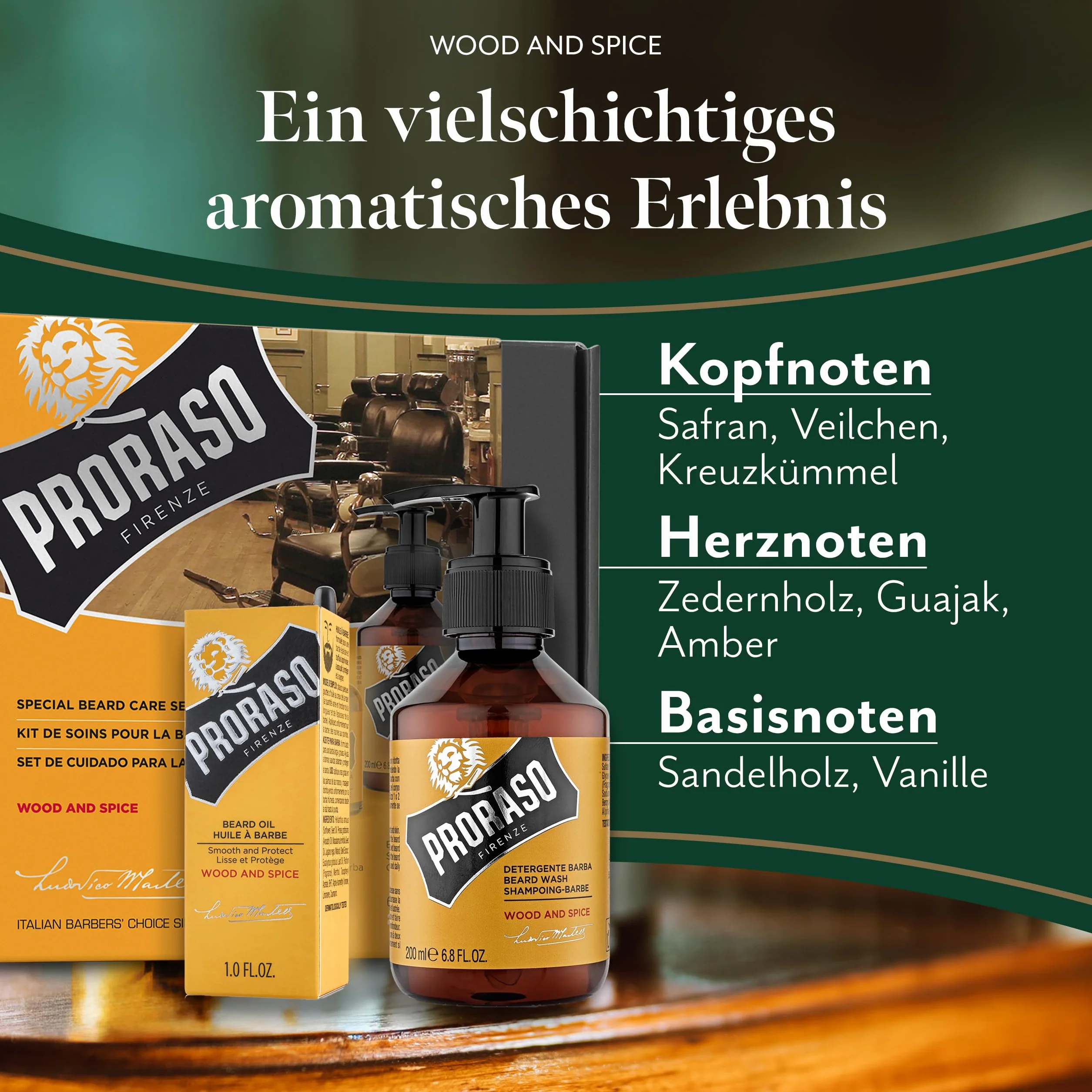 Proraso Zestaw duetów Szampon i olejek do brody Wood & Spice