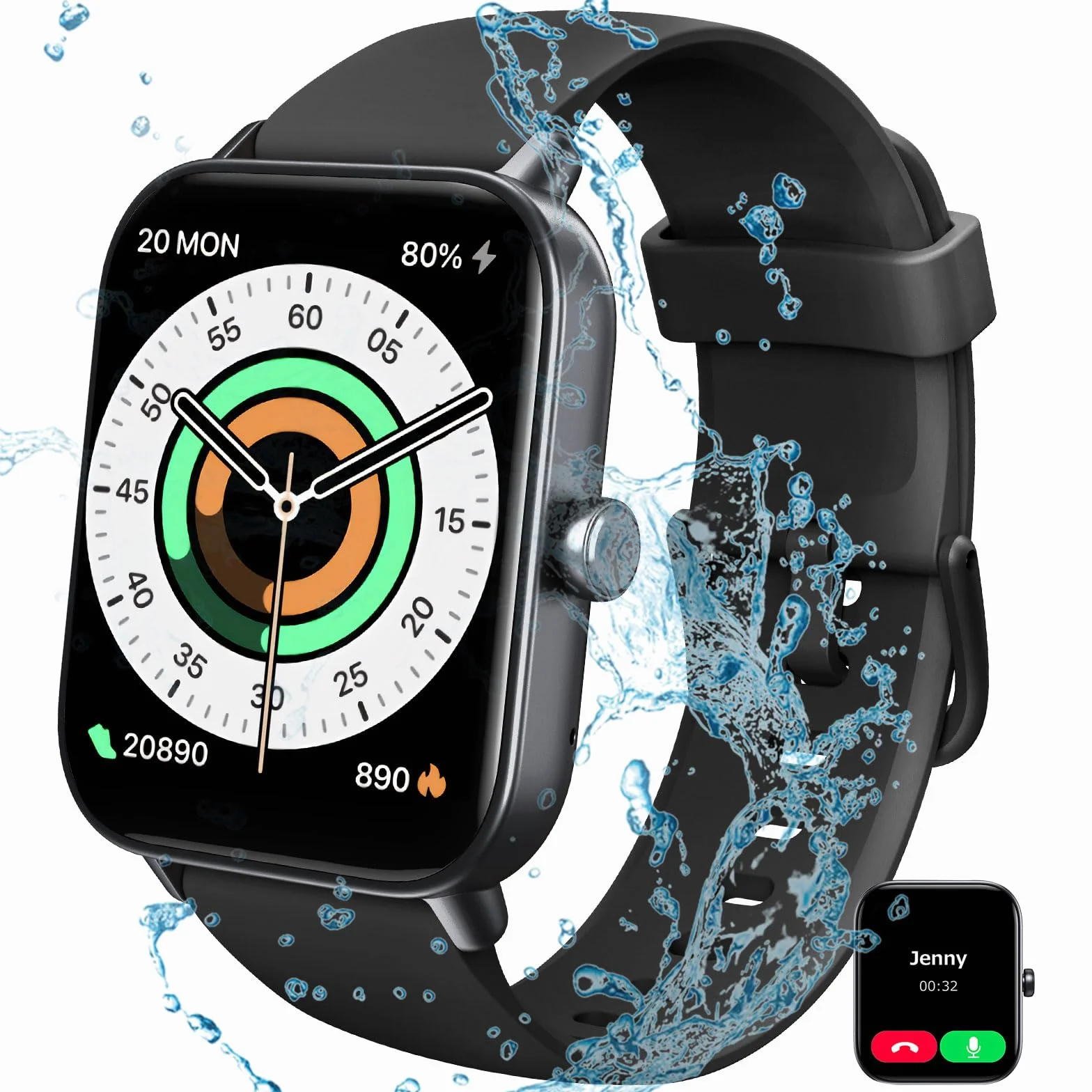 Smartwatch damski z funkcją telefonu, 1,85", ekran dotykowy, zegarek damski, z wbudowanym metrem Alexa / Sleep/SpO2, komunikaty o wiadomościach, wodoszczelność IP68, 100+ trybów sportowych