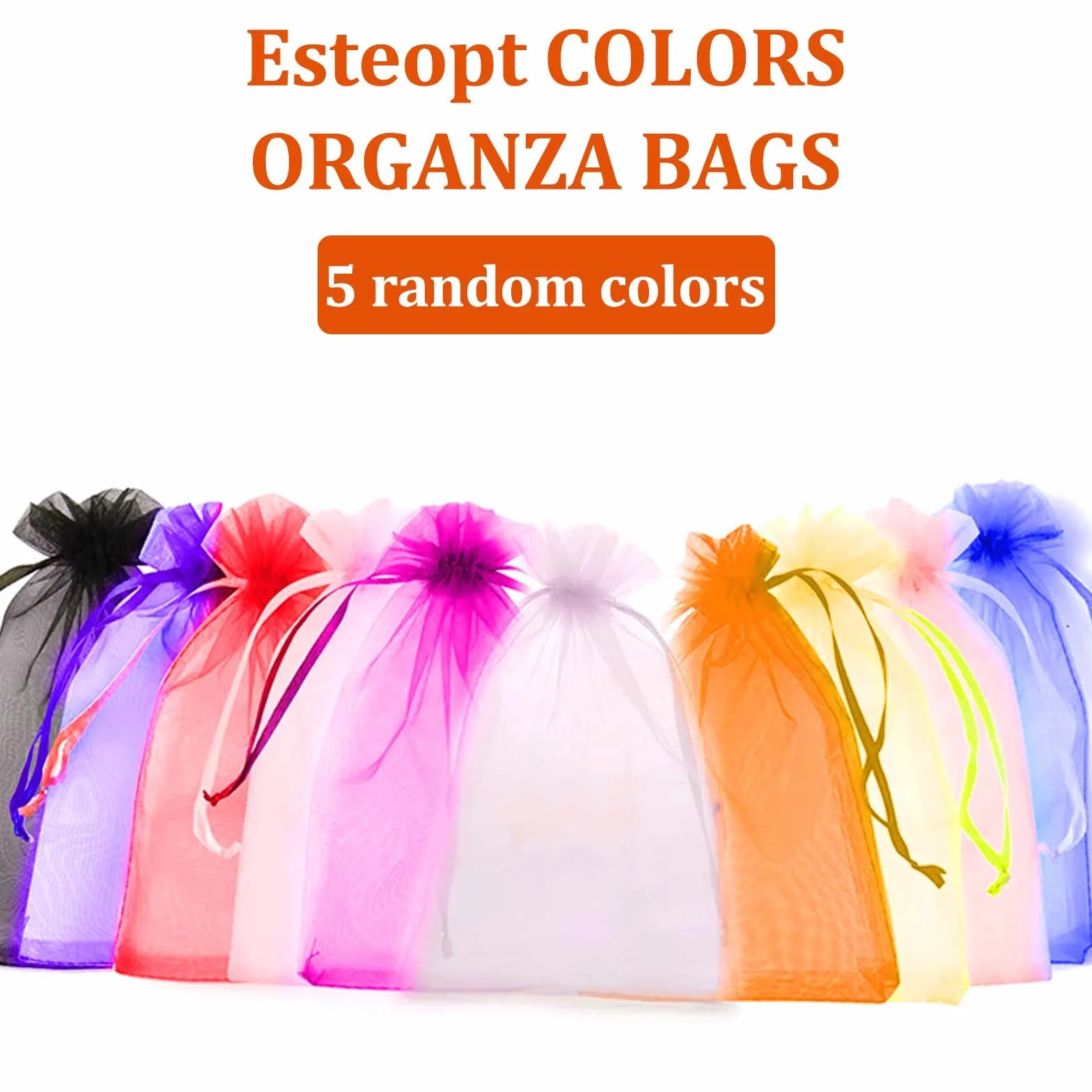 Esteopt 15 x 20 cm, woreczki z organzy, kolorowe, duże, z organzy, woreczki na prezenty, woreczki na biżuterię, na prezent ślubny (50)