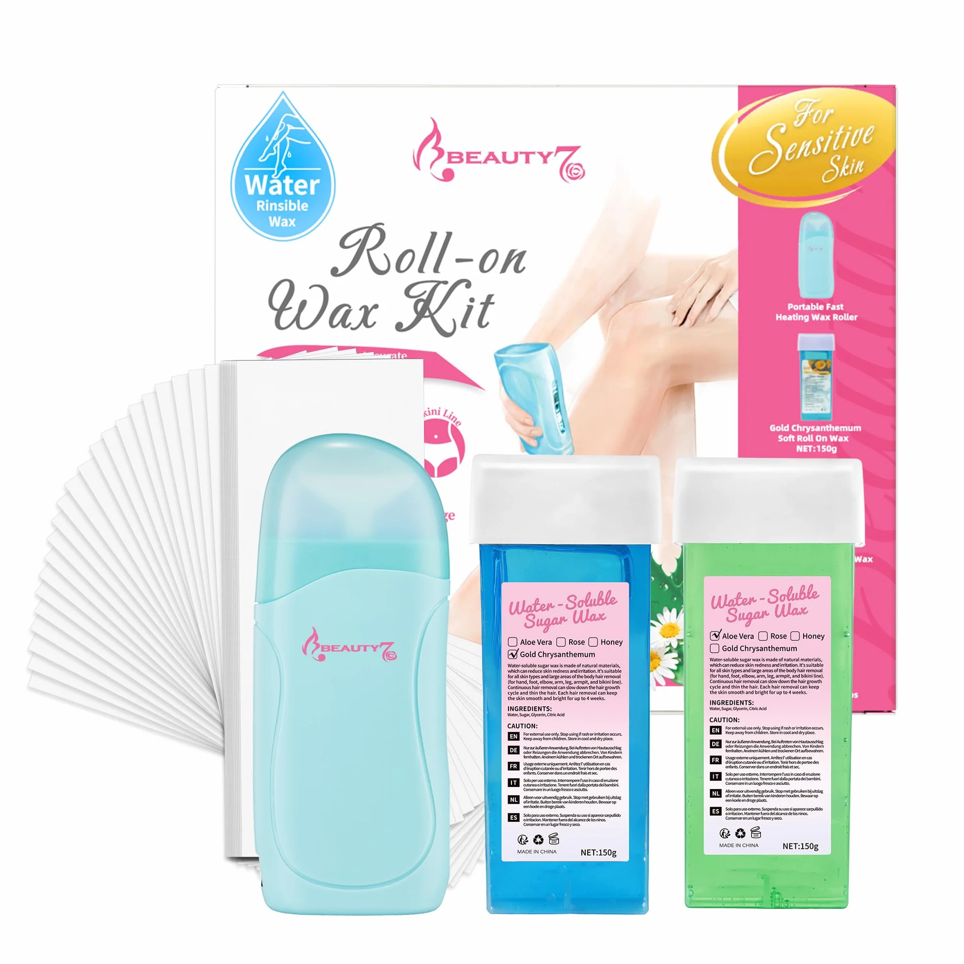 Beauty7 Elektryczny zestaw wkładów woskowych Roll-on Wax do depilacji 100 papierów