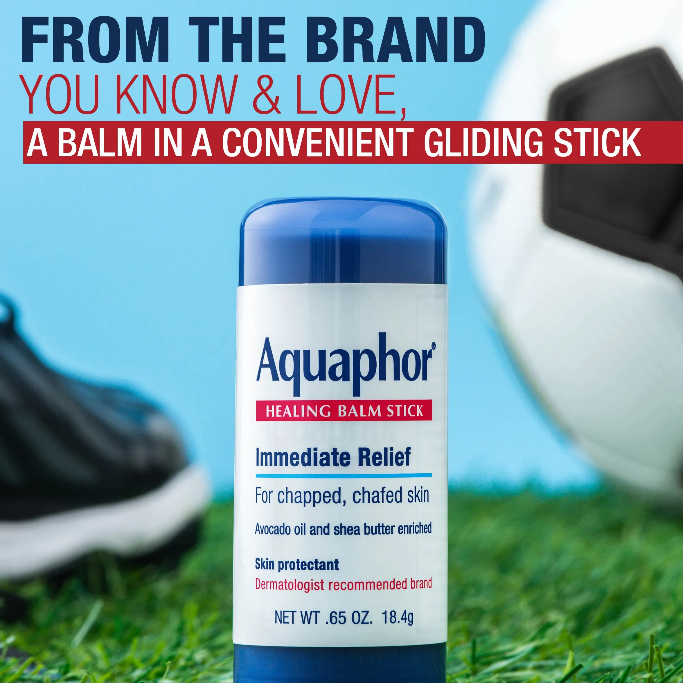 Aquaphor Balm leczniczy w sztyfcie, ochrona skóry z olejkiem z awokado i masłem shea, 0,65 oz