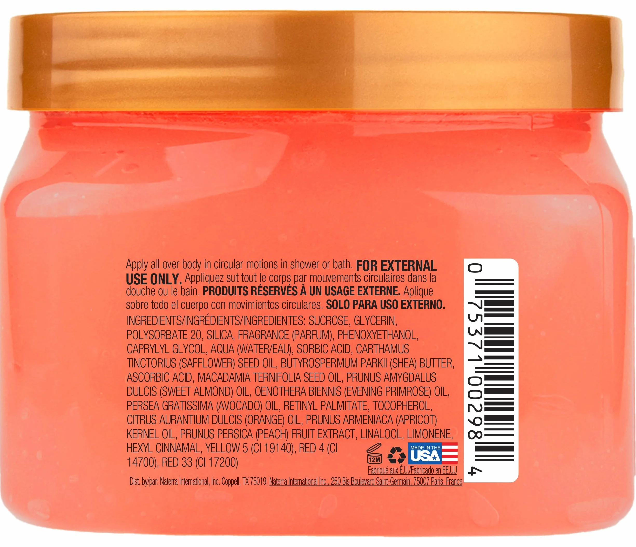 Tree Hut Peach Sorbet Shea Sugar Scrub, 18 uncji, Ultra nawilżający i złuszczający peeling do pielęgnacji niezbędnej pielęgnacji ciała