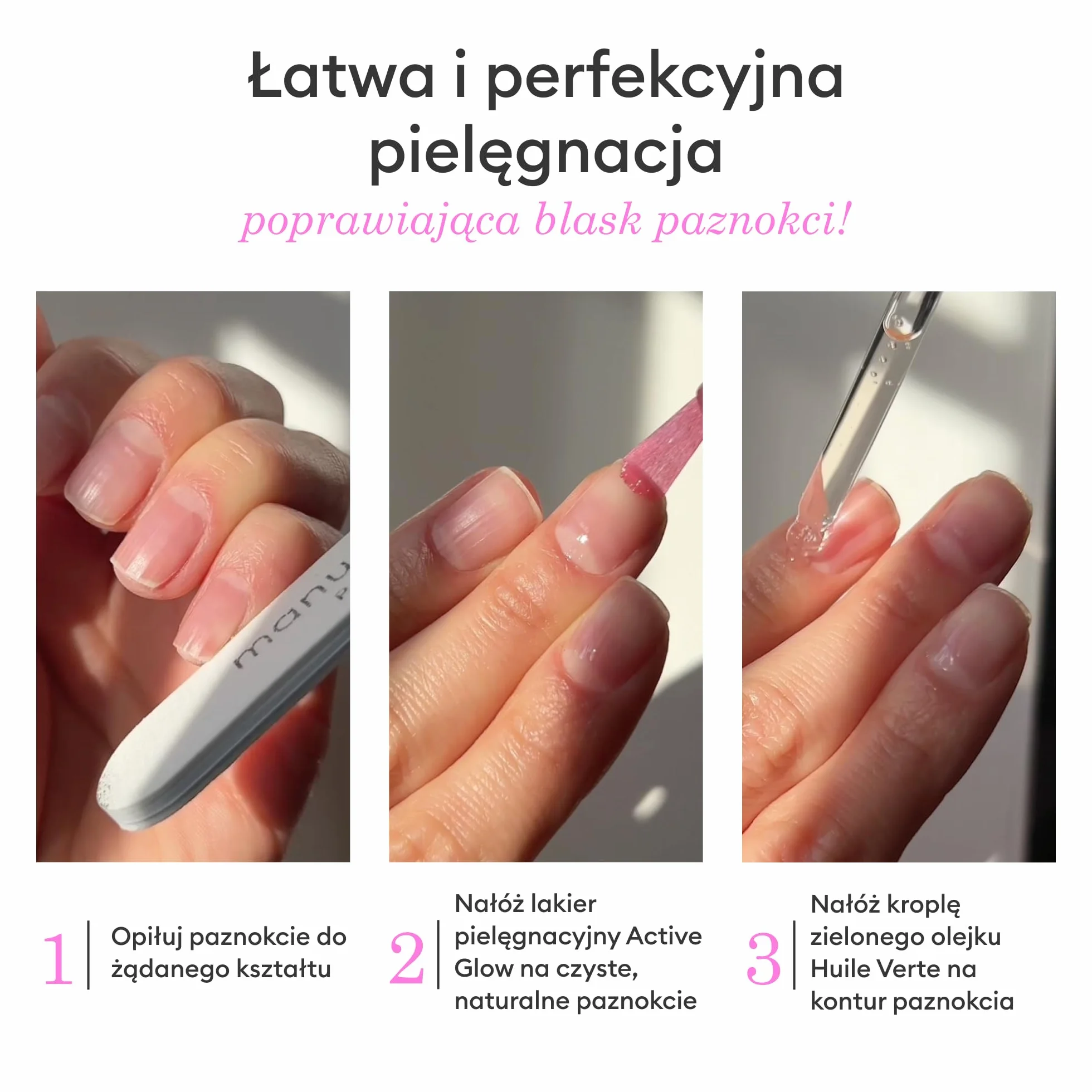 Zestaw upominkowy Manucurist Active Glow Raspberry + olejek zielony – zawiera: 1 lakier do paznokci do pielęgnacji i makijażu, 1 olejek do skórek, 1 bezpłatny mini pilniczek do paznokci – prezenty świ
