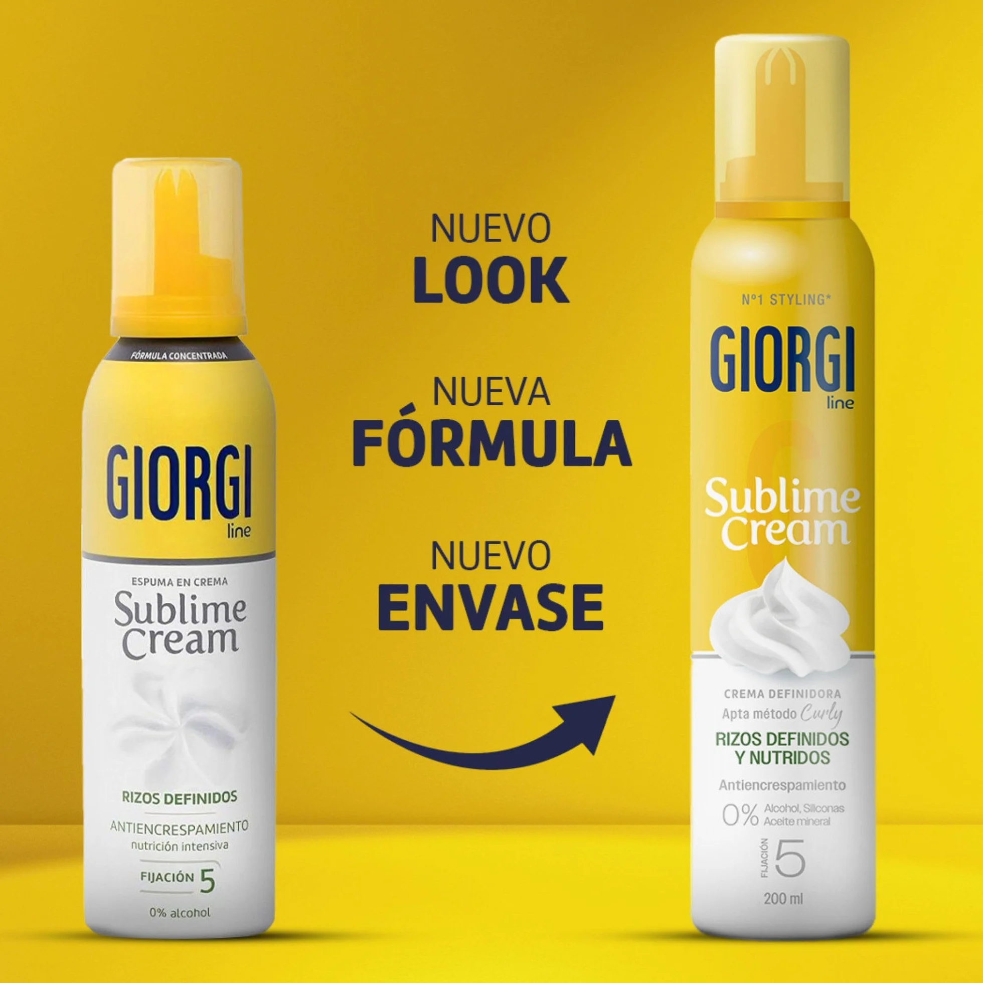 Giorgi Line Sublime Cream, pianka kremowa na zdefiniowane loki, nawilżona i elastyczna bez uciskania, bez tłuszczu, skoncentrowana formuła 0% alkohol 0% silikon, utrwalanie 5-200 ml
