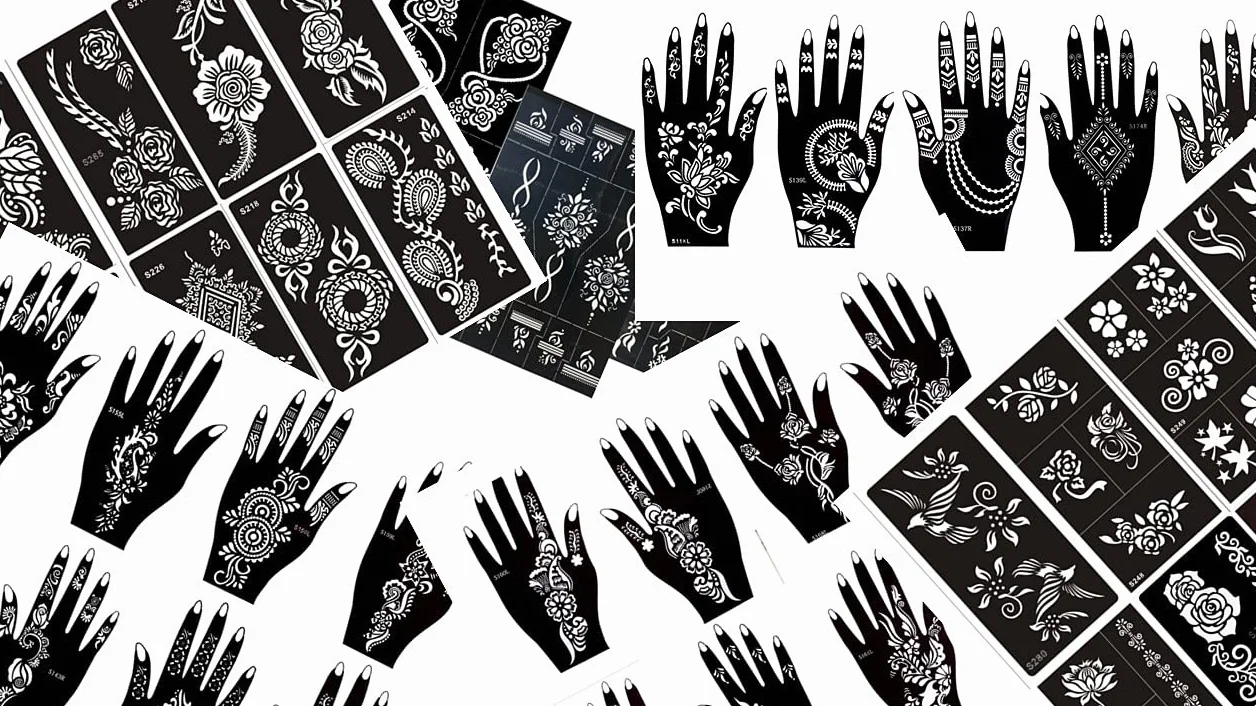 Szablony do tatuażu Henna 10 arkuszy zestaw