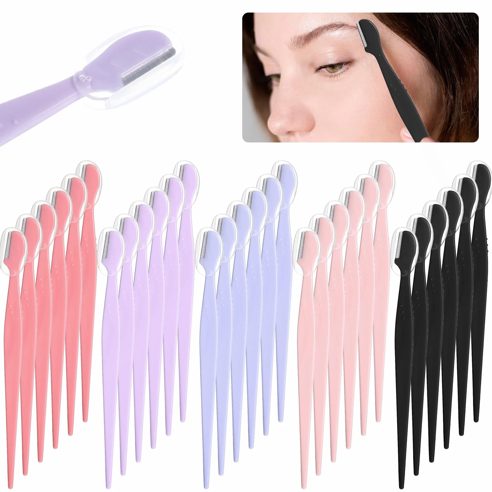 30 sztuk Kilka sztuk golarki do brwi, golarki do brwi dla mężczyzn i kobiet, wielofunkcyjna golarka do peelingu twarzy, przenośna golarka do dermaplaningu