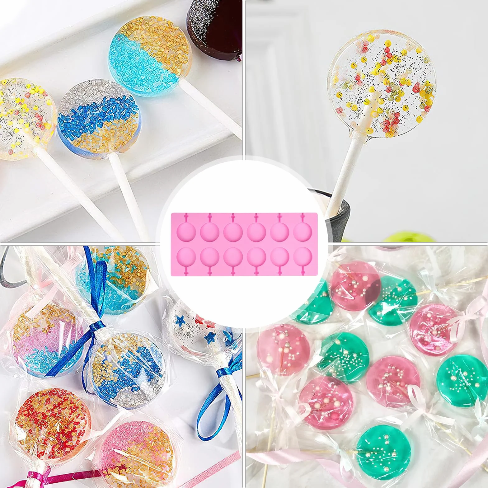 Silikonowa forma do lizaków, forma do lizaków 20 Cake Pop silikonowa forma Cake Pop forma z 100 sztuk patyczków do lizaków i 10 przezroczystych torebek forma do lizaków forma do pieczenia lizaków