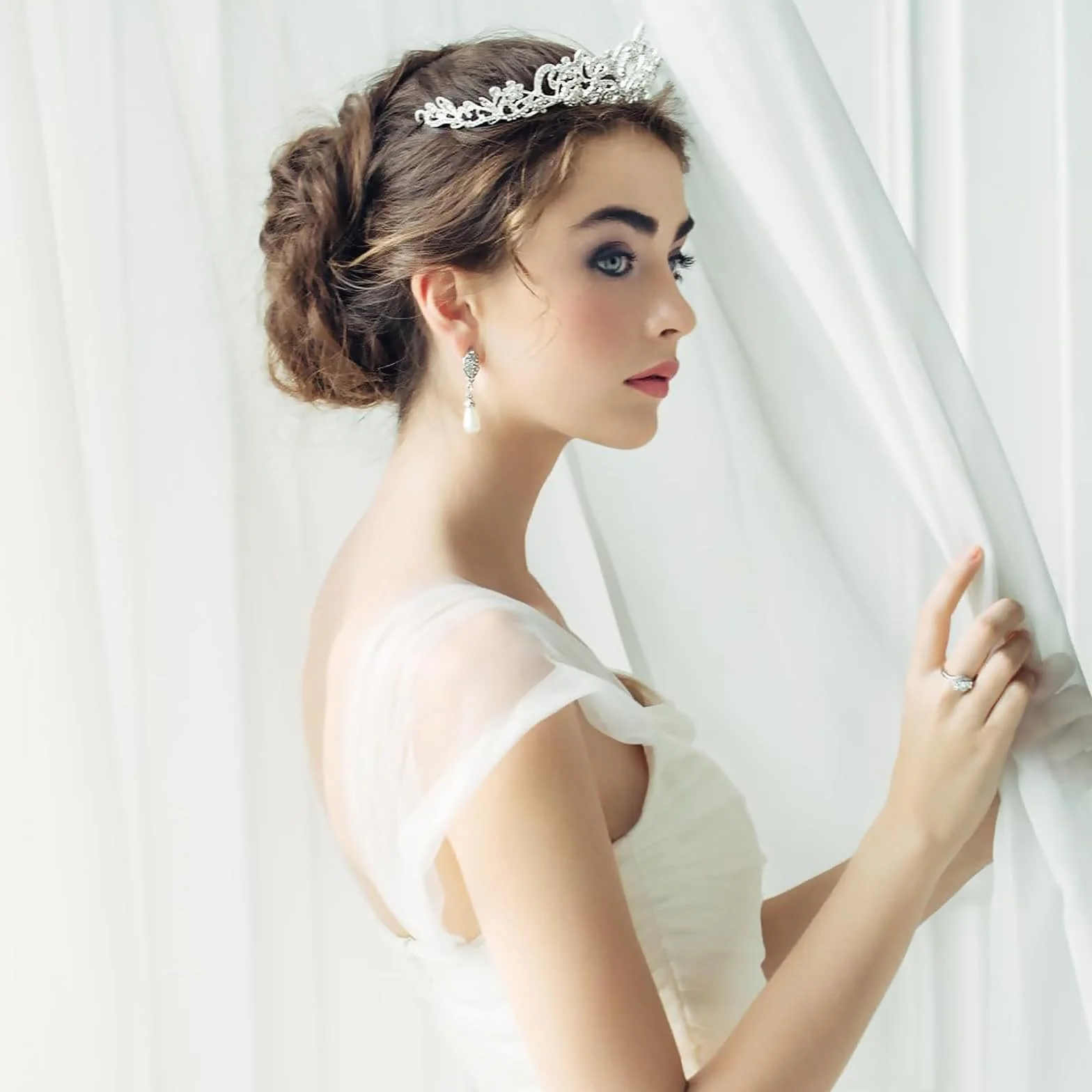 Tiara koronna, tiara na przyjęcie księżniczki, dodatek, tiara, korona księżniczki, kryształowe diademy, korony stras, opaska na głowę, dla kobiet, dziewcząt, na okazje, w tym wesela, imprezy