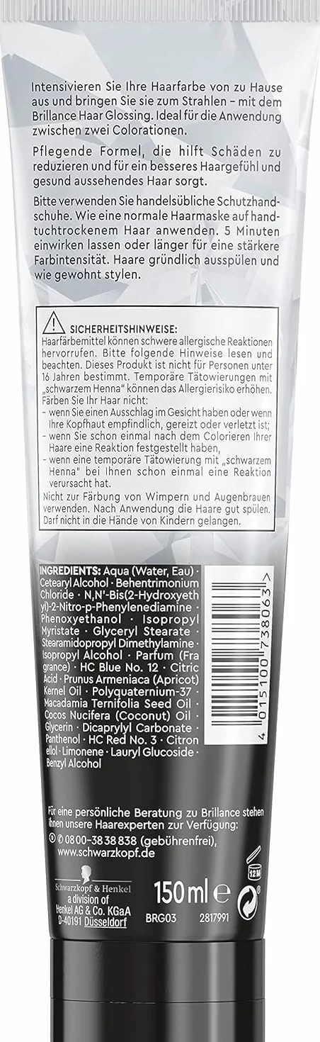 Brillance Leczenie połyskujące, lśniący fiolet (150 ml), tymczasowa farba do włosów, która może być stosowana jak maska do włosów, utrzymuje do 6 mycia, 3 x 150 ml
