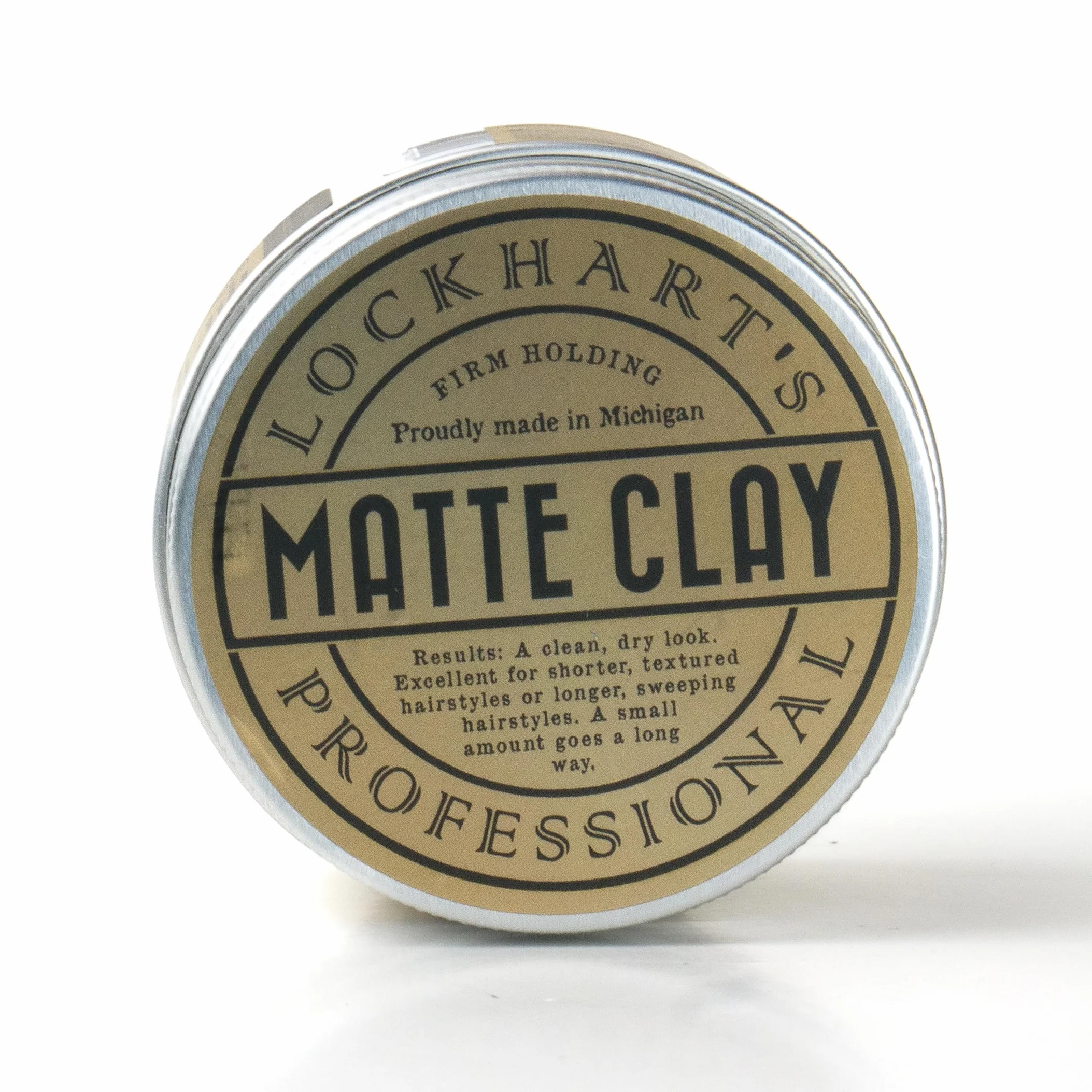 Lockhart's Professional Matte Clay – ręcznie robiona glinka do stylizacji z kaolinem i woskiem pszczelim, średni/mocny chwyt, naturalne matowe wykończenie